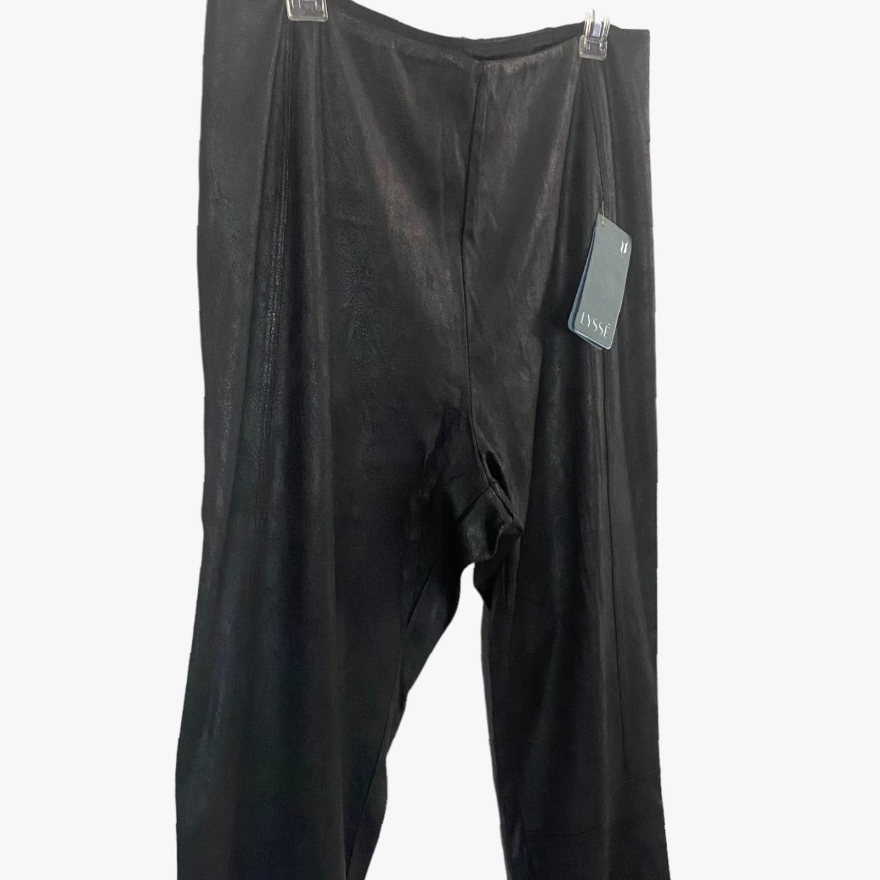 Vintage LYSSE Vegan Buffed Faux Suede Leggings Women's XL Black High-Waisted Stretch New Size 40" / US 18 - 4 Thumbnail