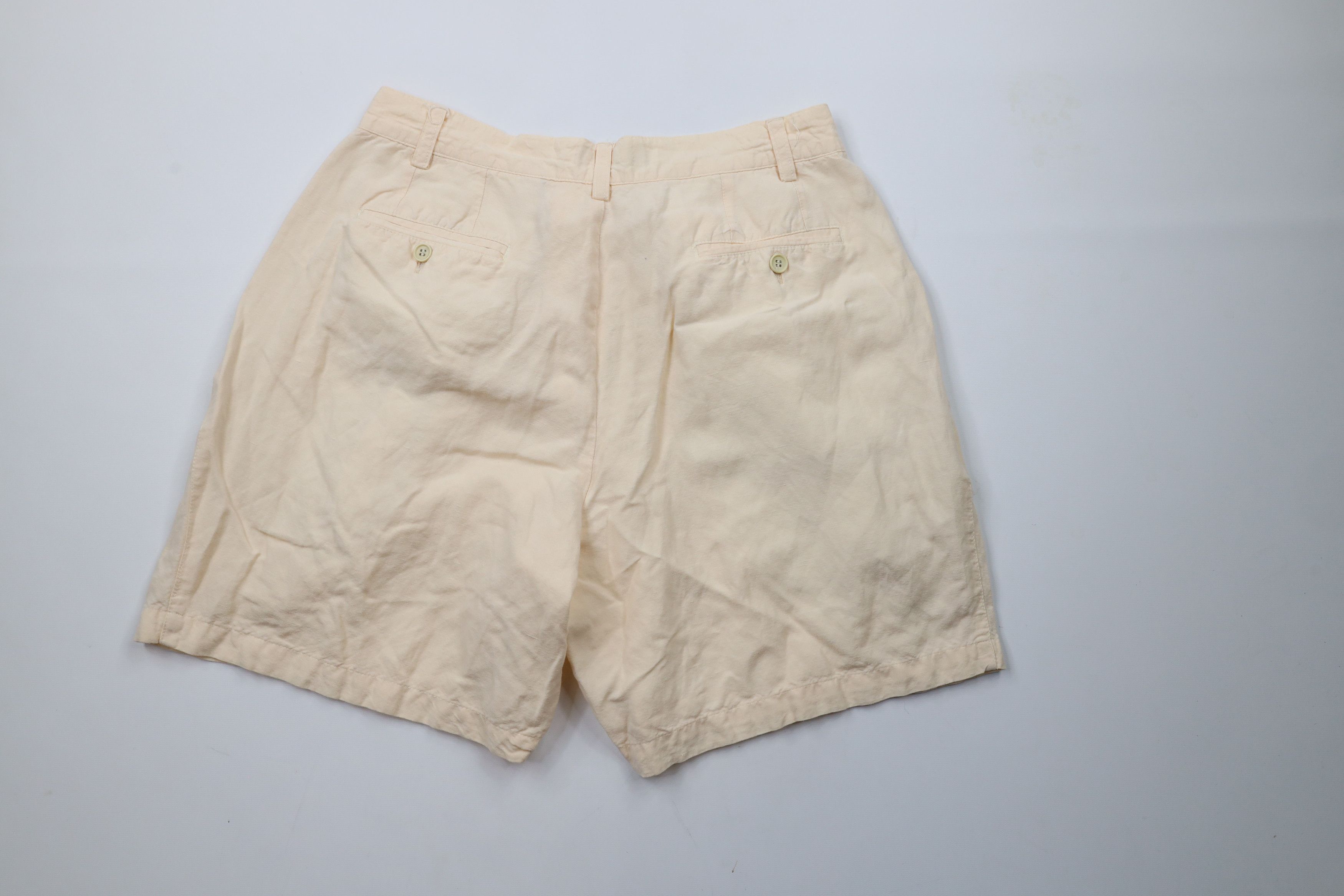 Vintage Vintage 90s Streetwear Pleated Above Knee Shorts Pale Yellow Size US 32 / EU 48 - 7 Thumbnail