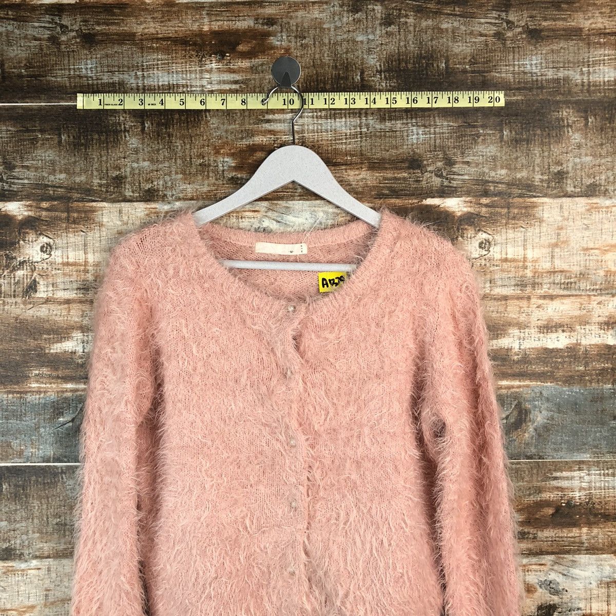 Pink Cardigan fur shaggy mohair Knitwear #A1329