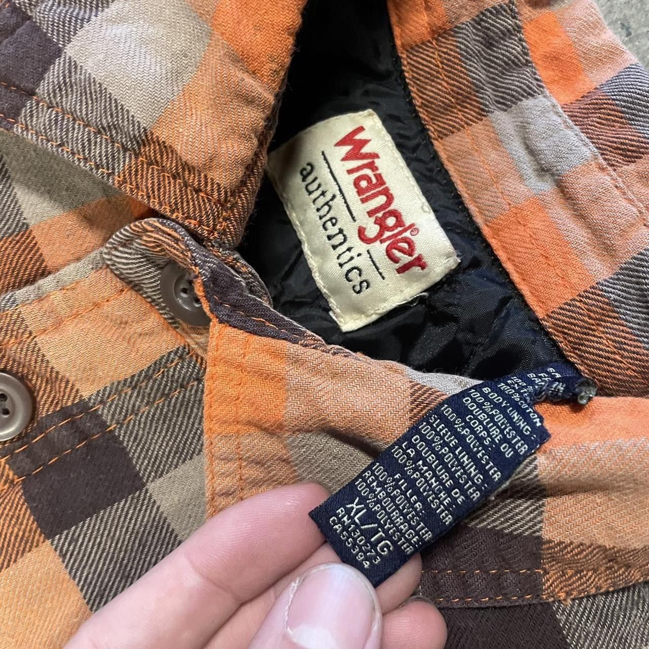 Wrangler Distressed Wrangler Authentic Orange Brown Flannel Button Up Size US XL / EU 56 / 4 - 3 Thumbnail
