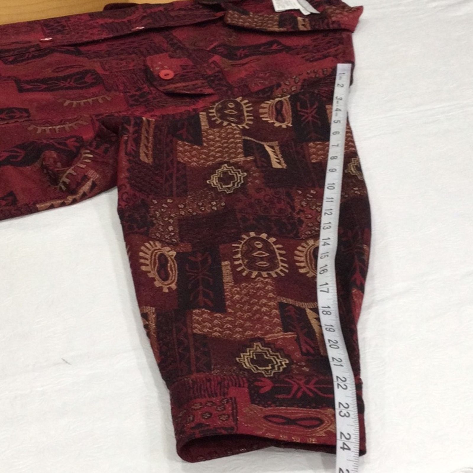 Other Ulla Popken Red w/Gold Metallic Relaxed Fit Shacket 24/26 Size 4XL / US 24-26 - 16 Thumbnail