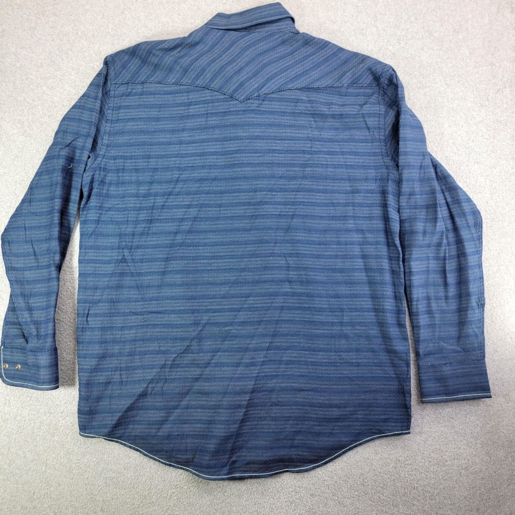 Vintage VINTAGE Panhandle Rough Stock Shirt Mens Large Blue Striped Long Sleeve Snap Western Size US L / EU 52-54 / 3 - 7 Thumbnail