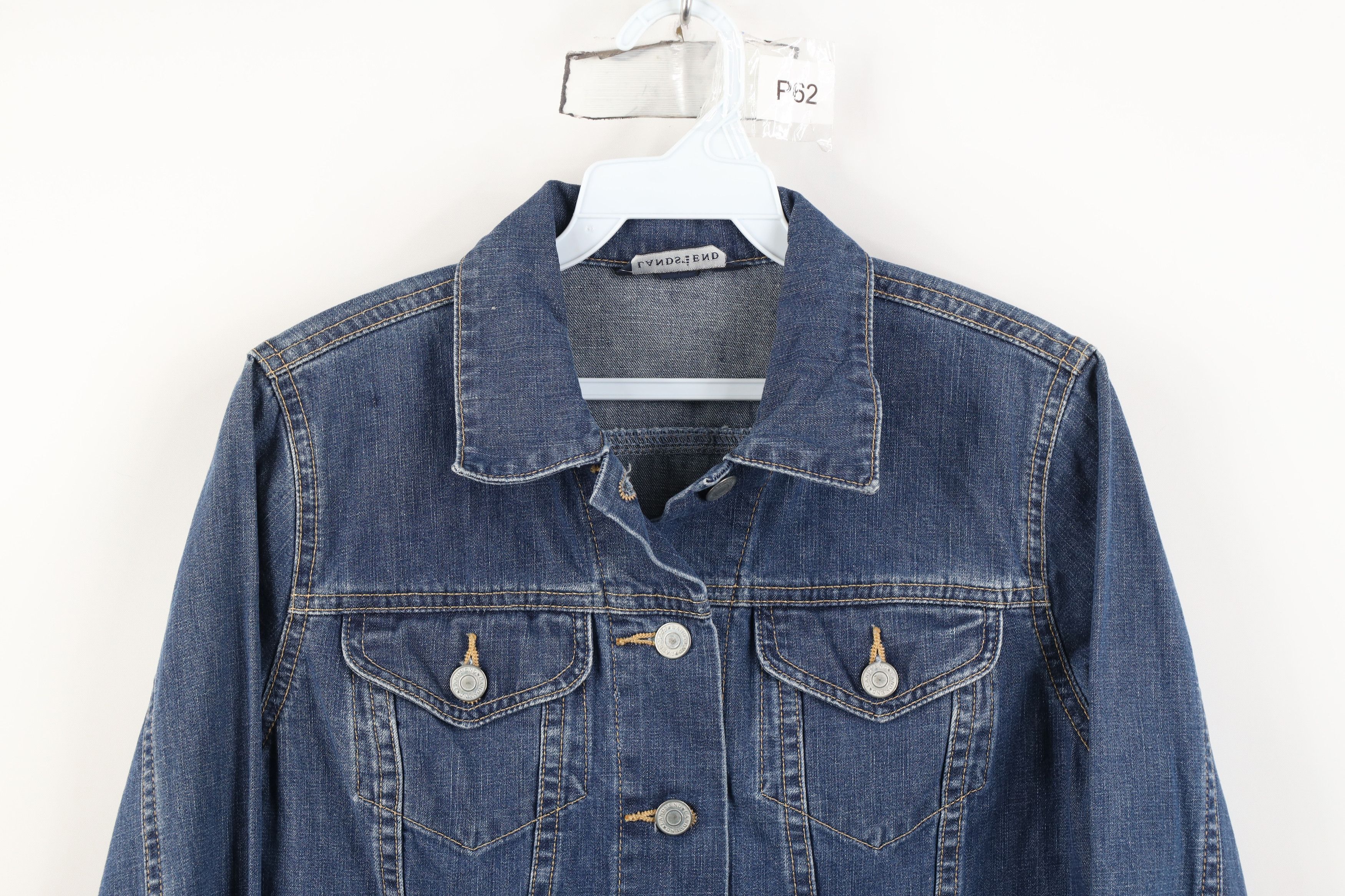 Lands' End Vintage 90s Y2K Lands End Babydoll Denim Jean Trucker Jacket Size XS / US 0-2 / IT 36-38 - 2 Thumbnail