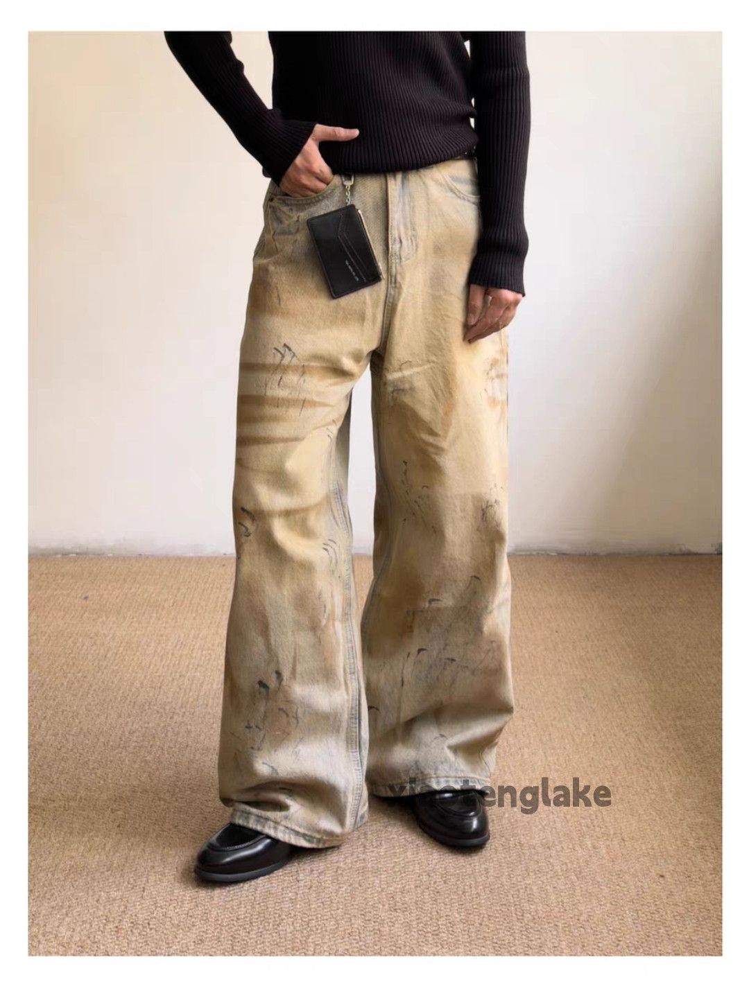 Japanese Brand xz vintage wide Leg carpenter work Stain paint jeans Size US 33 - 3 Thumbnail