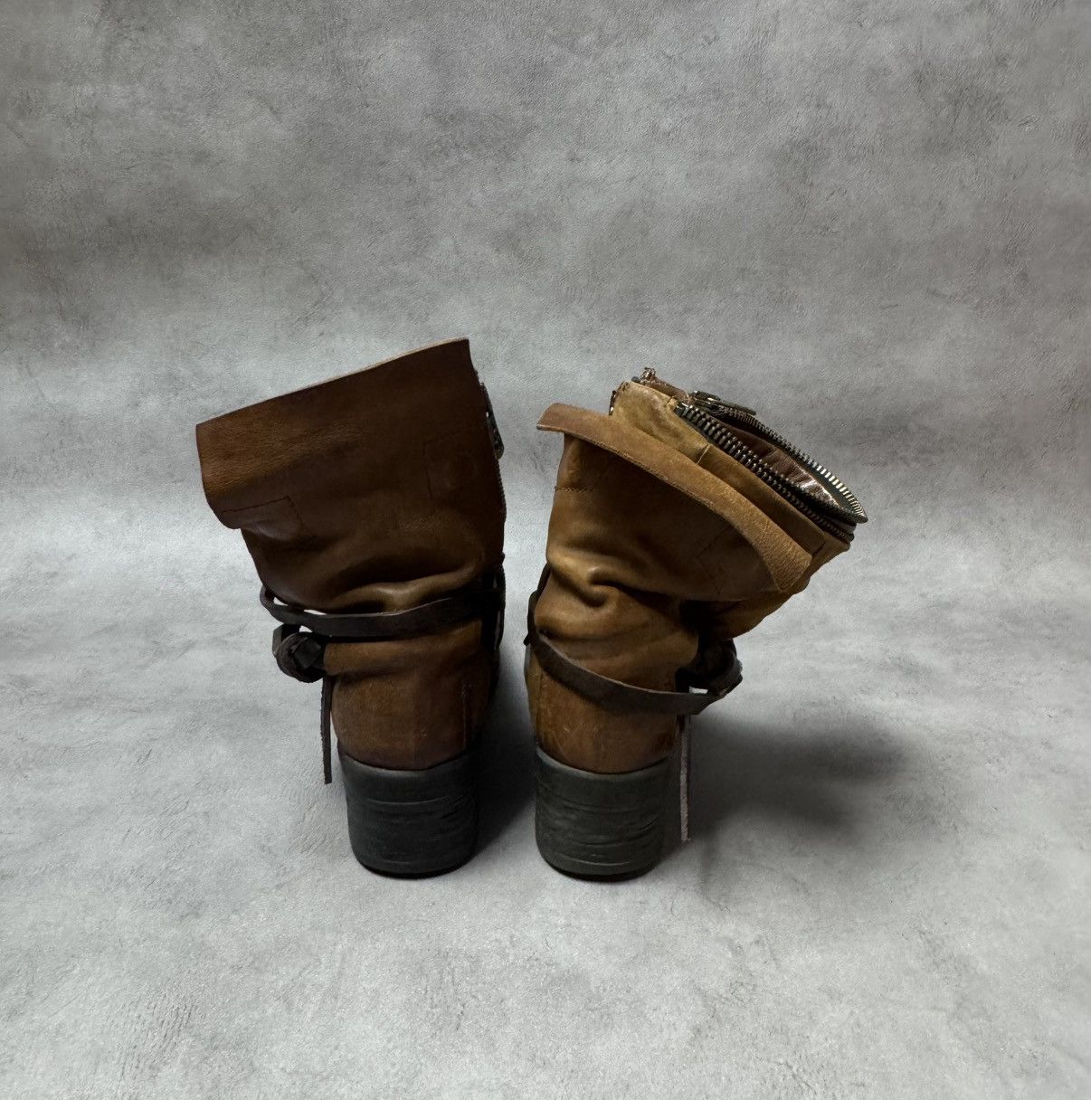 A.S.98 A.S.98 Women’s Mustard Biker Booties Leather Brown Size:38 Size US 7 / IT 37 - 5 Thumbnail