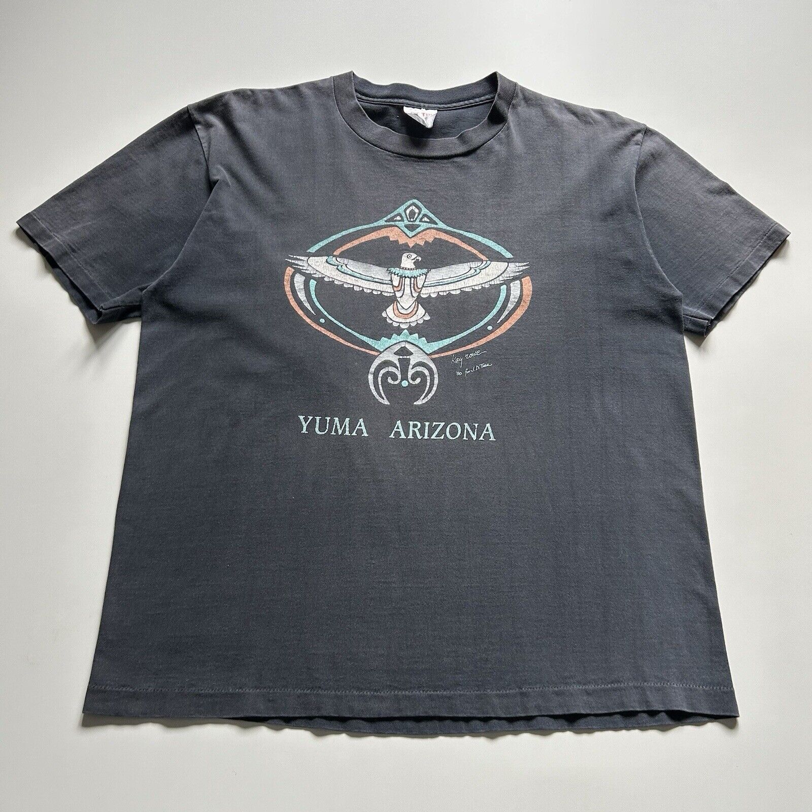 Vintage 90s Yuma Arizona USA Native Eagle Art T Shirt XL