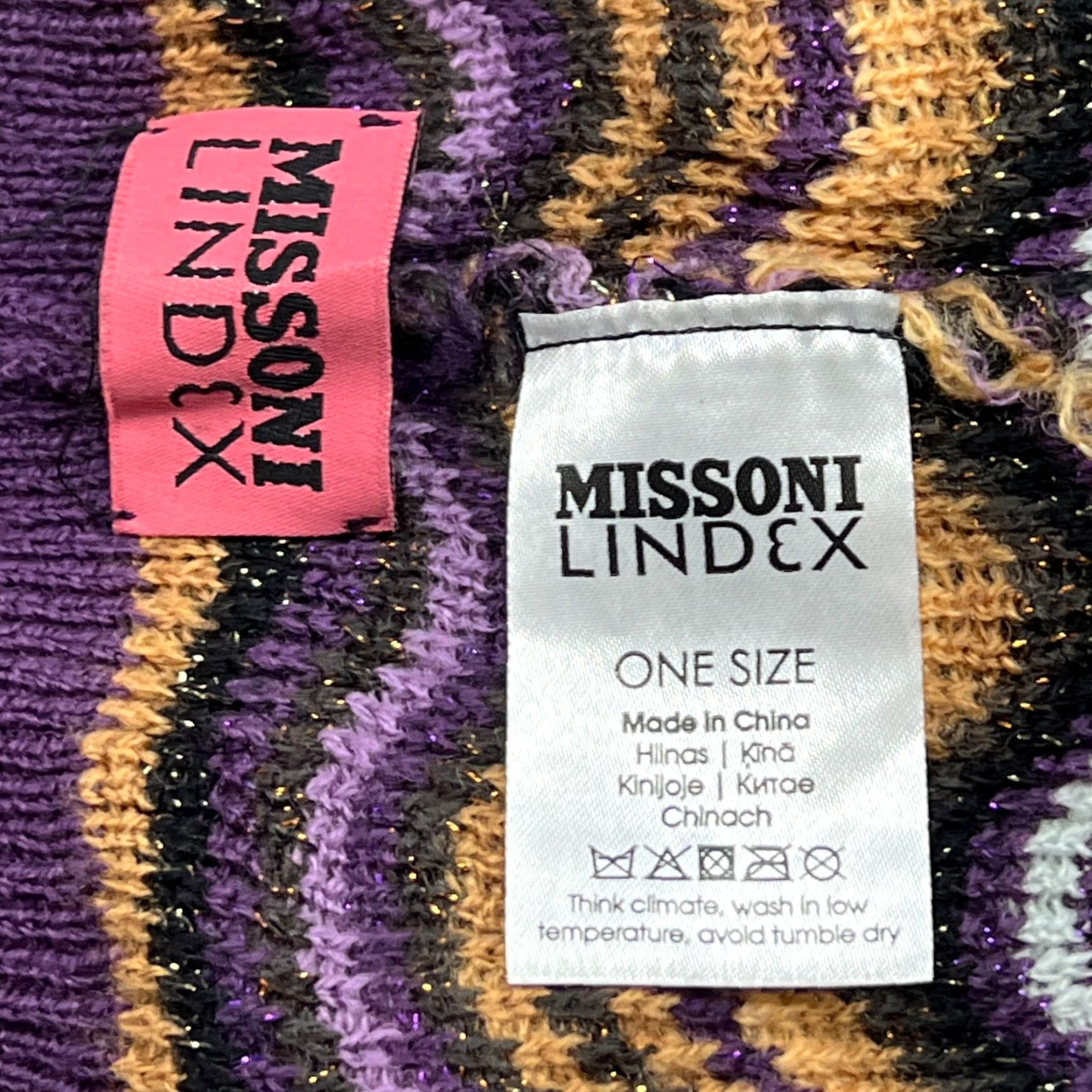 Missoni MISSONI x LINDEX Womens Beanie One Size Zig Zag Wool Blend Beanie Wool Blend Multicolor Knit Adult Womens Size ONE SIZE - 5 Thumbnail