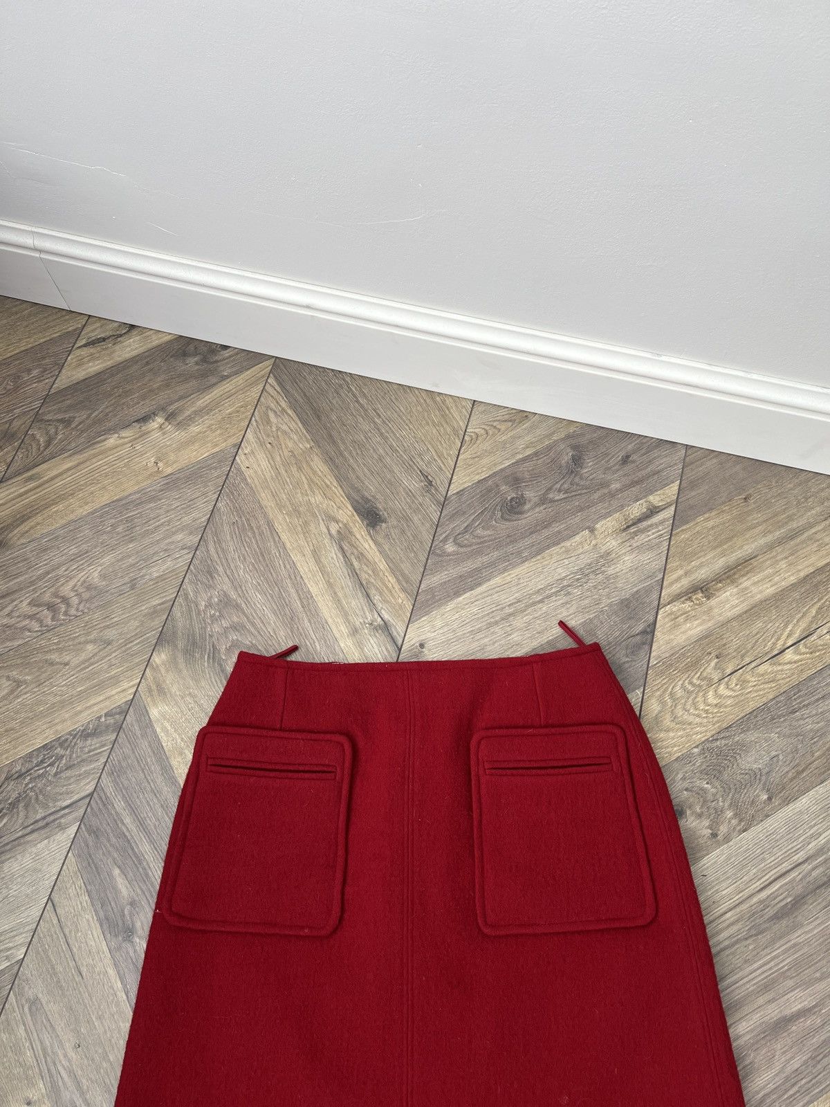 Vintage × Weekend Max Mara Vintage Weekend Max Mara Cranberry Red Wool A-Line Skirt Size 26" / US 2 / IT 38 - 5 Thumbnail