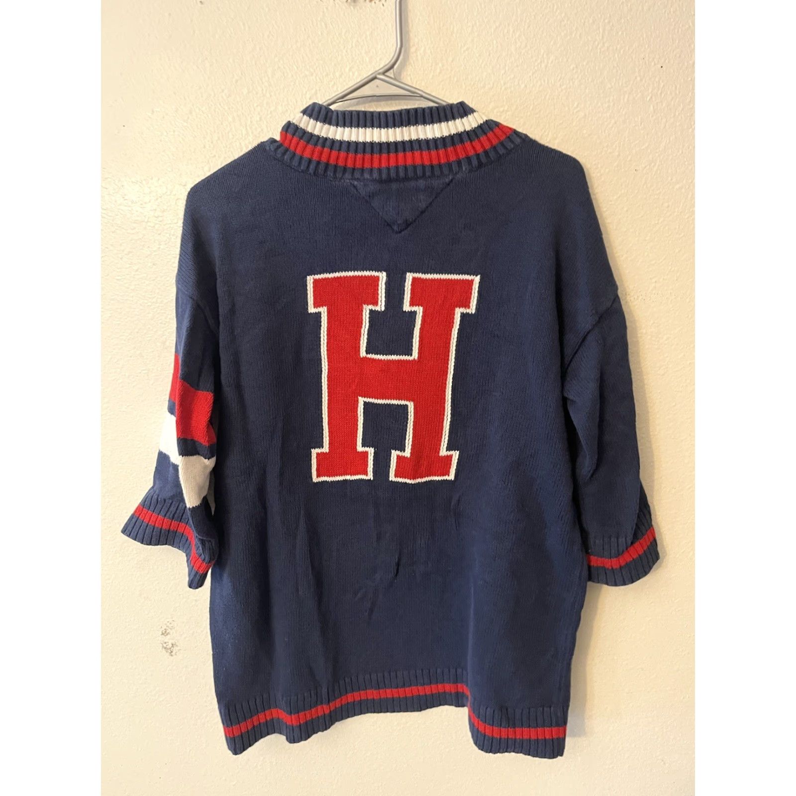 Tommy Hilfiger Tommy Hilfiger Denim Sweater V-neck Big Spell Out Big Logo Men XS Blue Size US XS / EU 42 / 0 - 3 Thumbnail