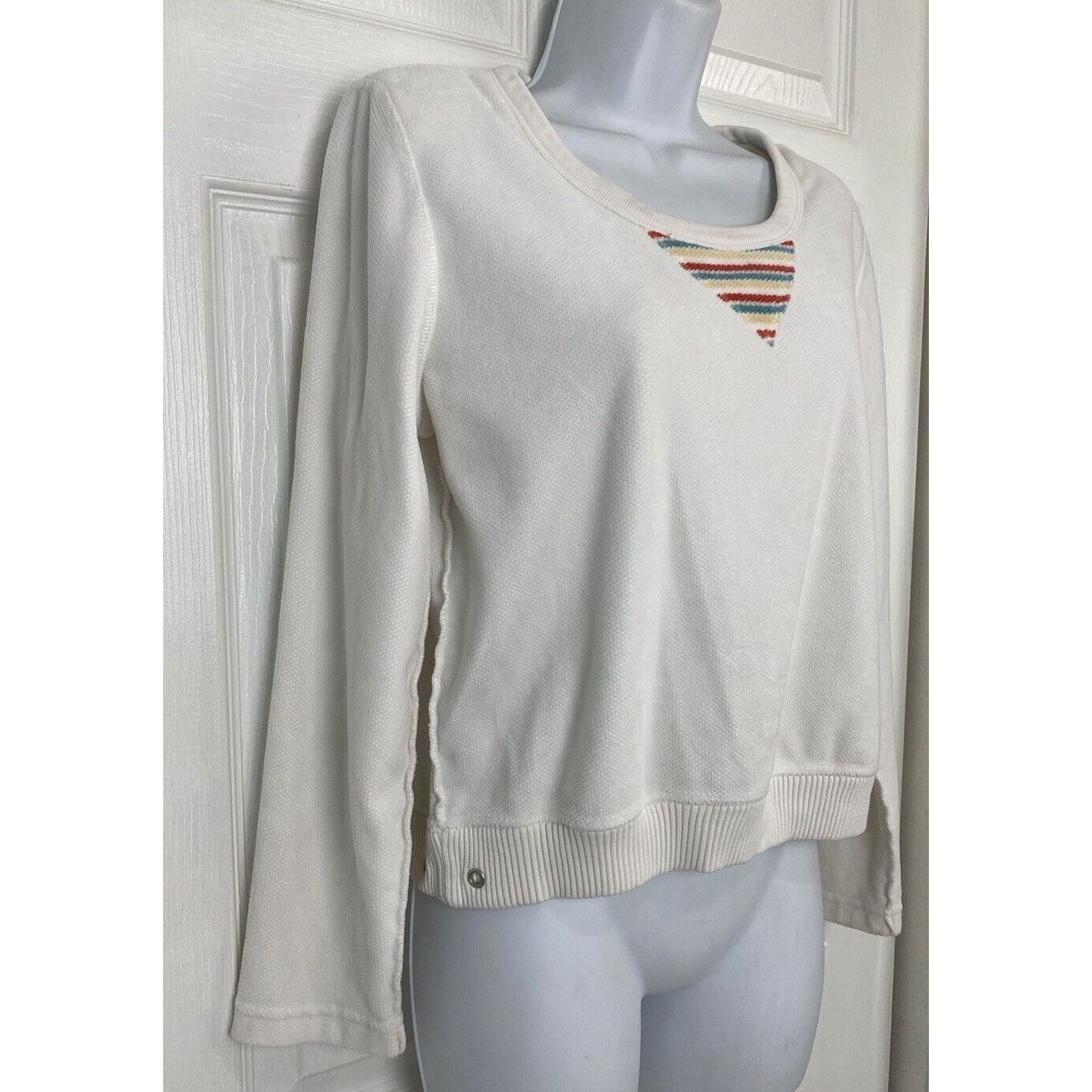 Sonia Rykiel VTG Sonia Rykiel Crew Neck Sweatshirt White M Velour Stripes Size M / US 6-8 / IT 42-44 - 5 Thumbnail