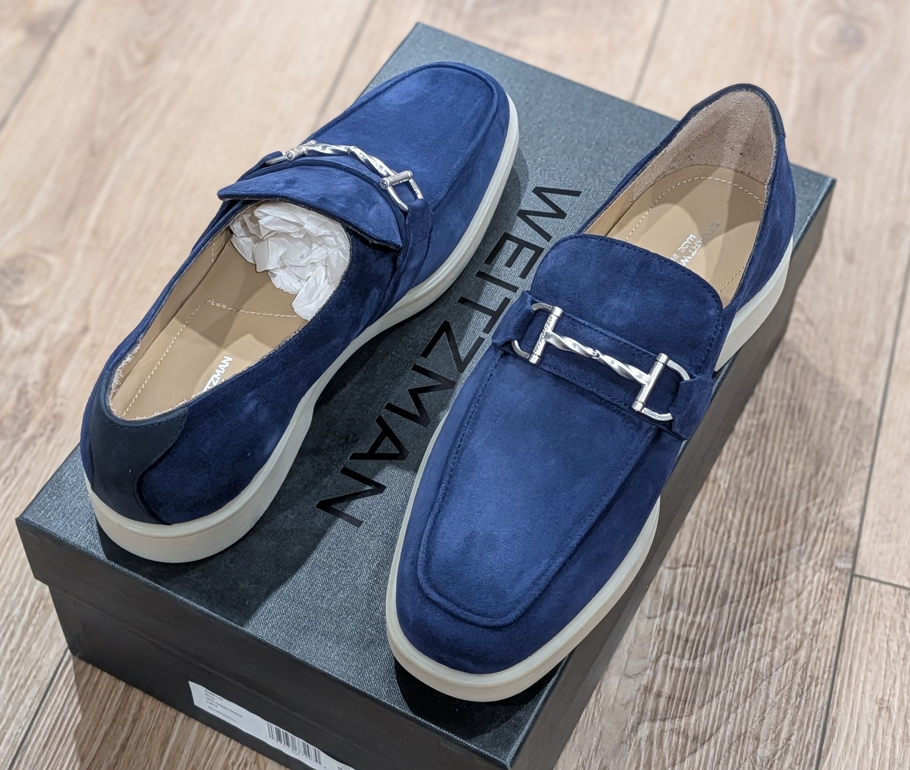 Stuart Weitzman Stuart Weitzman "Aurelio" Suede Loafers Navy 44 US 11 Size US 11 / EU 44 - 1 Thumbnail