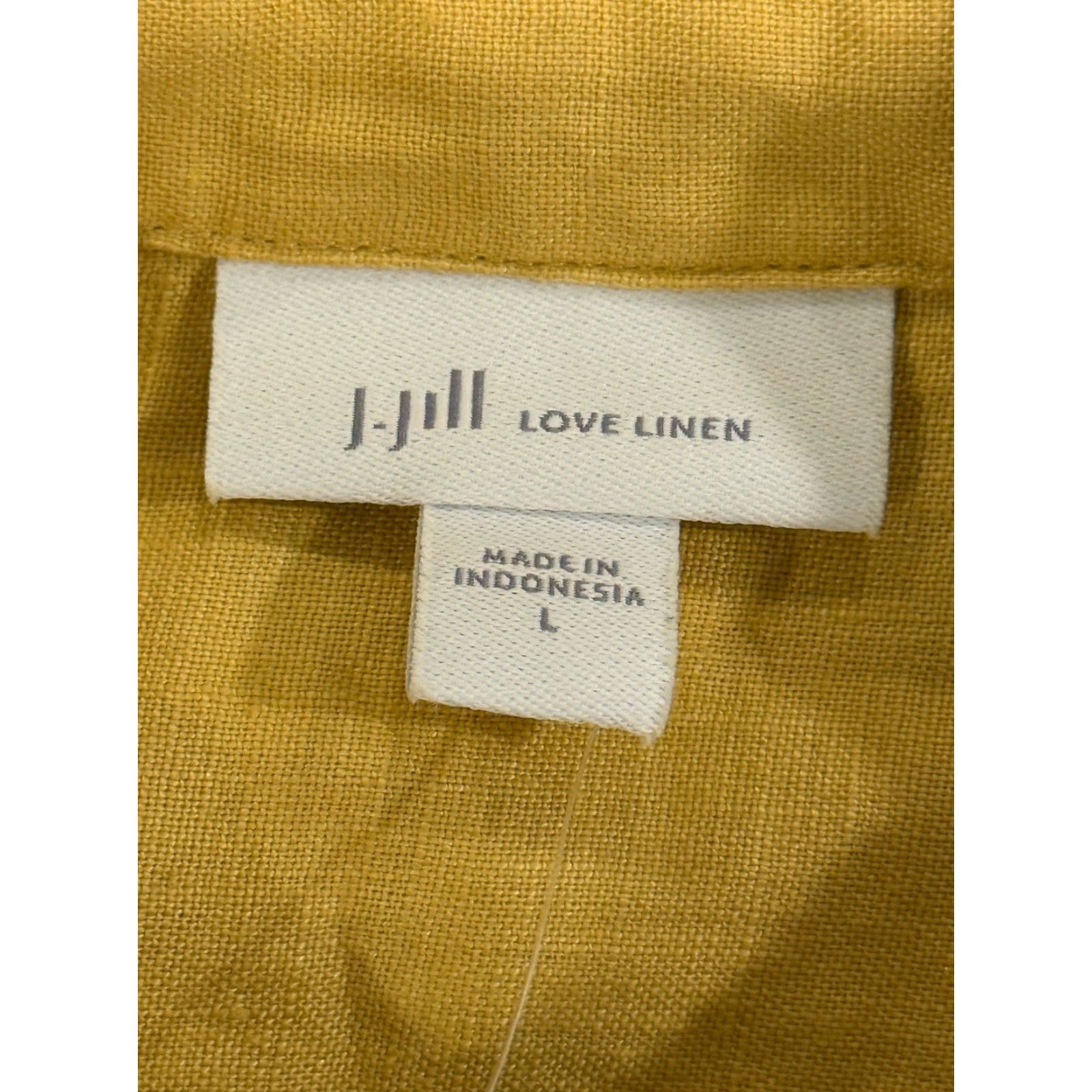 J. Jill NWT J.Jill Love Linen Dress Mustard Yellow Short Sleeve 1/2 Button Sz Large Size 36" / US 14 / IT 50 - 6 Thumbnail