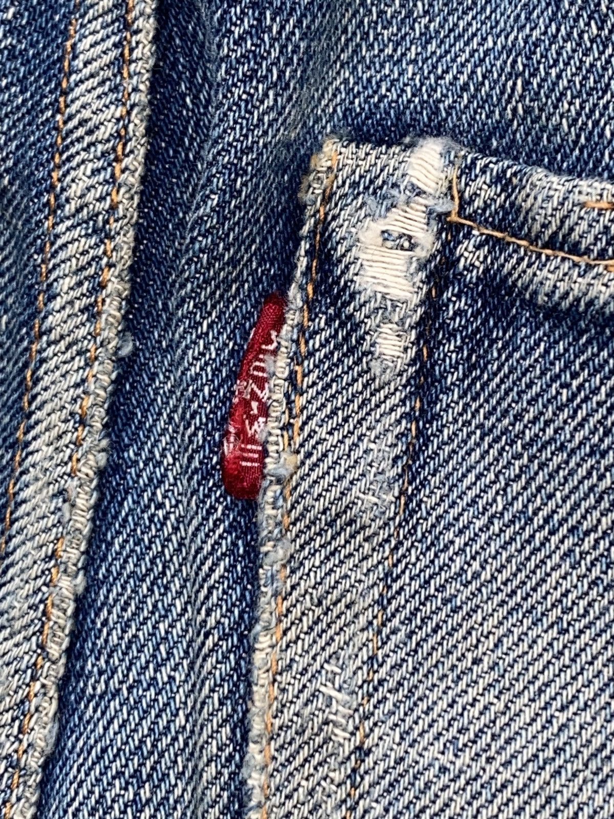 Denime × Japanese Brand × Vintage THRASHED vintage denime selvedge jeans Size US 28 / EU 44 - 7 Thumbnail