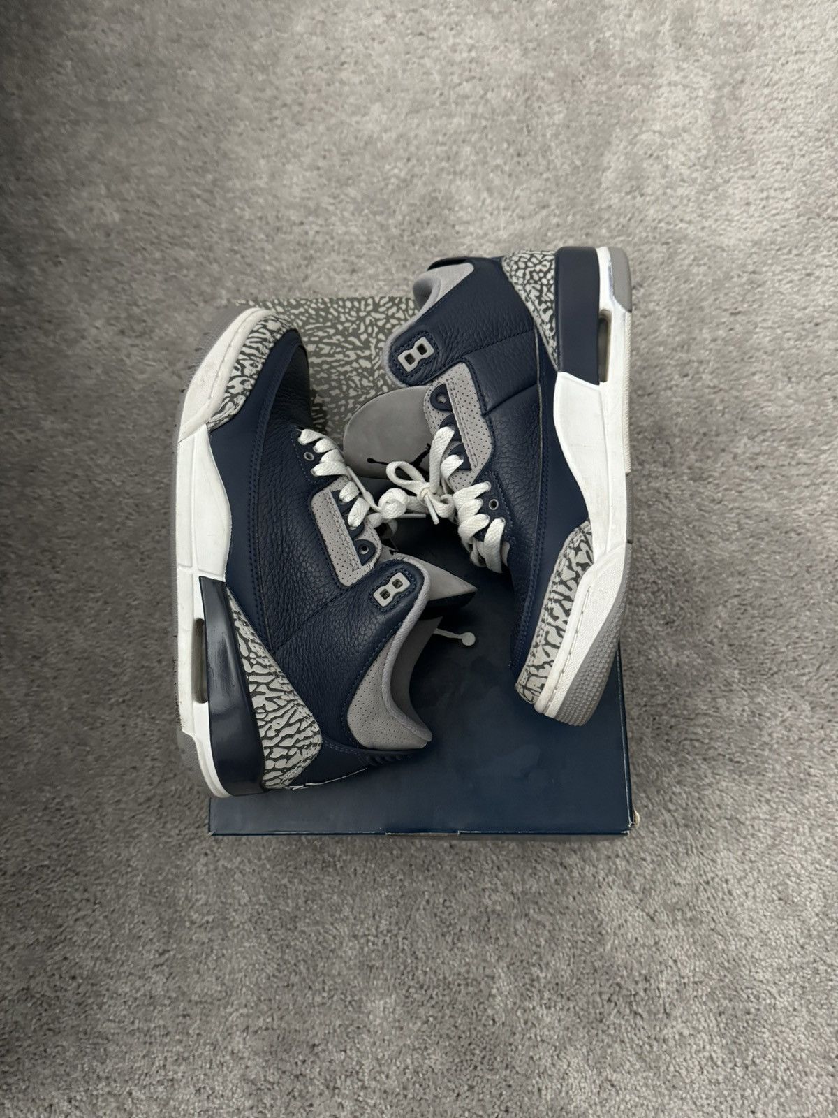 image of Jordan Nike Georgetown Jordan 3 Shoes in Navy, Men's (Size 7.5)