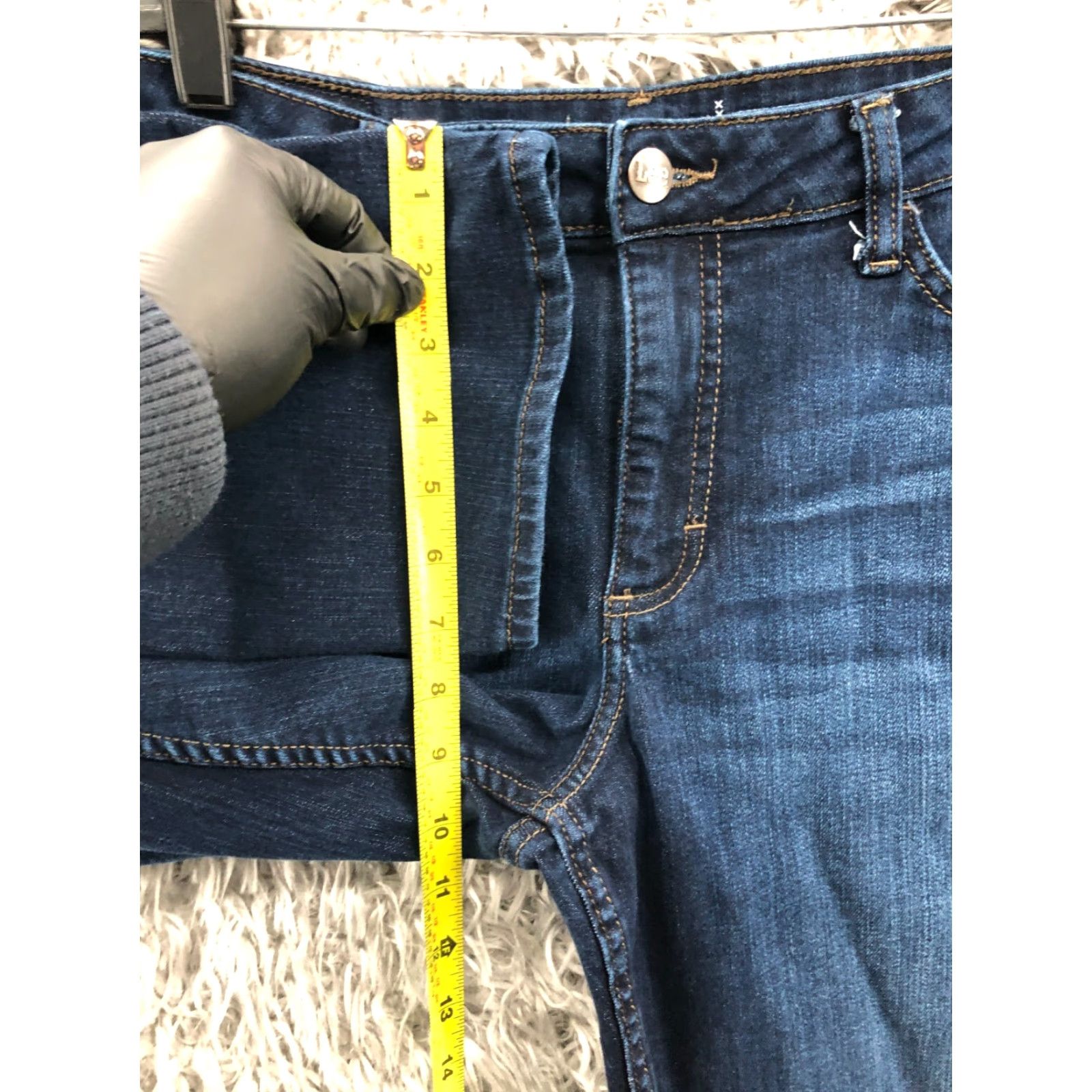 Lee Lee Jeans Regular Fit Straight Jeans 14P Petite Womens Mid Rise Dark Blue Wash 32x25.5 5-Pocket Denim Cotton Belt Loops XL? Size 36" / US 14 / IT 50 - 4 Thumbnail