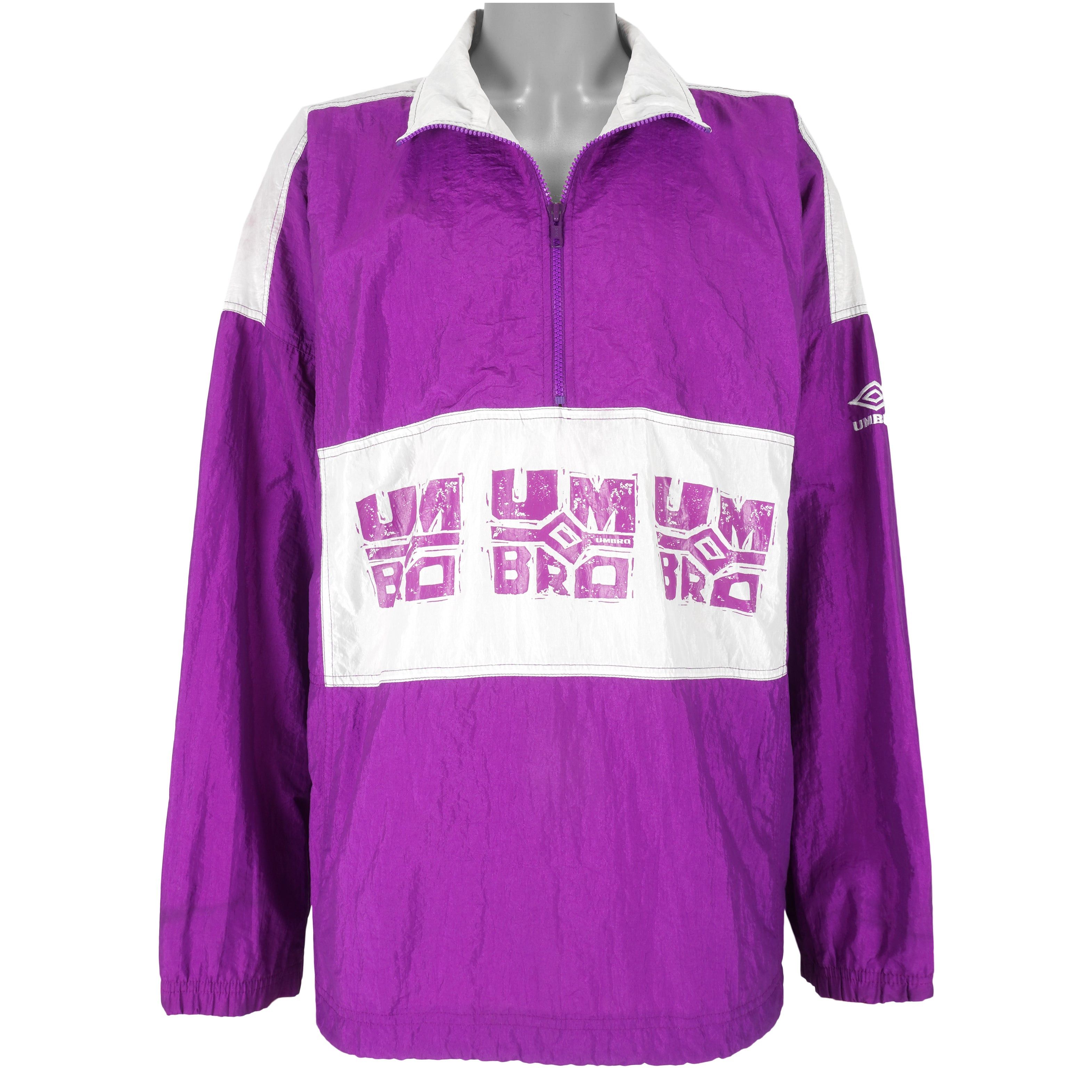 Umbro Purple & White 1/4 Zip Pullover Windbreaker 1990s Size US XL / EU 56 / 4 - 1 Thumbnail