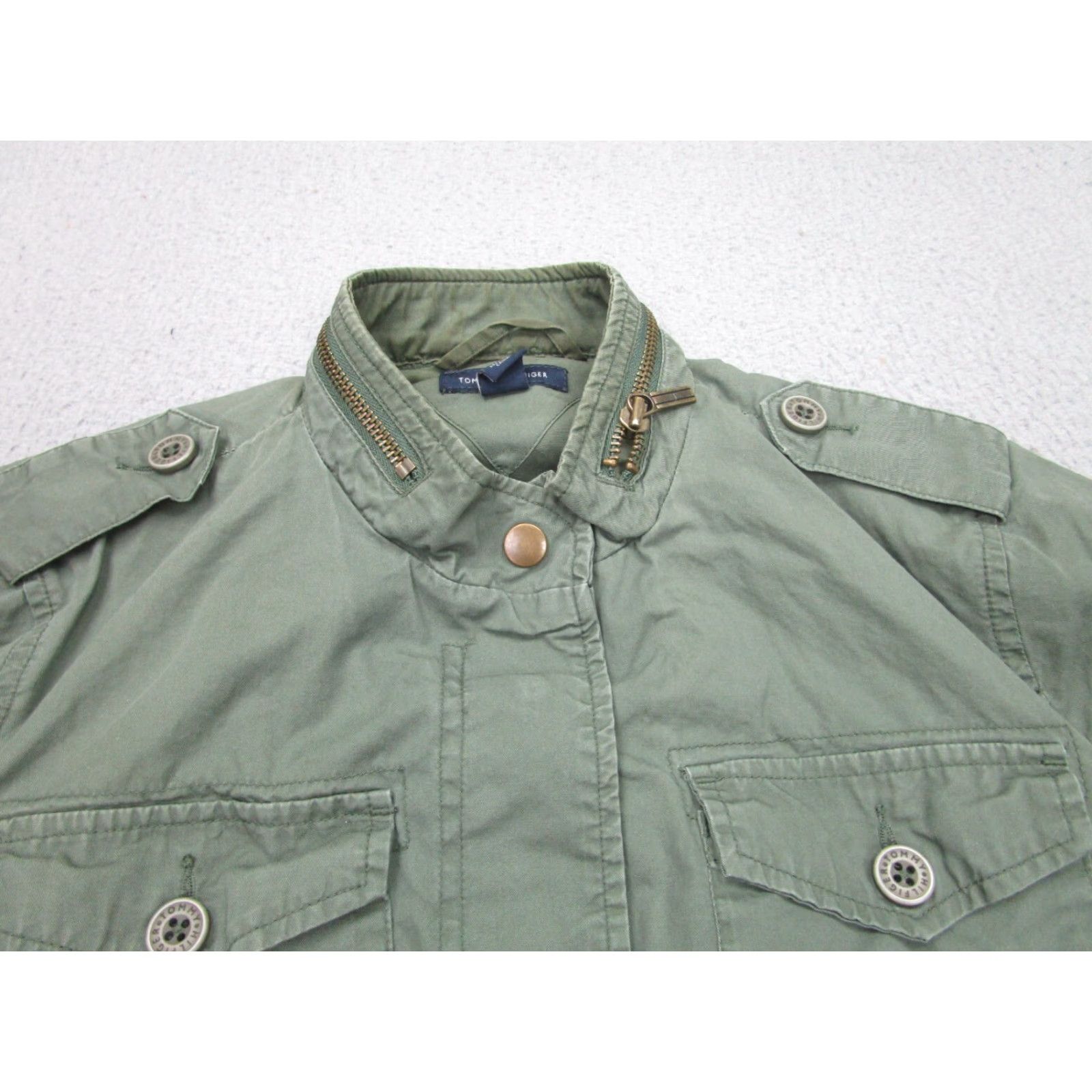 Tommy Hilfiger VINTAGE Tommy Hilfiger Jacket Womens M Green Military Twill Army Cargo Utility Tie Waist Jacket Size M / US 6-8 / IT 42-44 - 3 Thumbnail