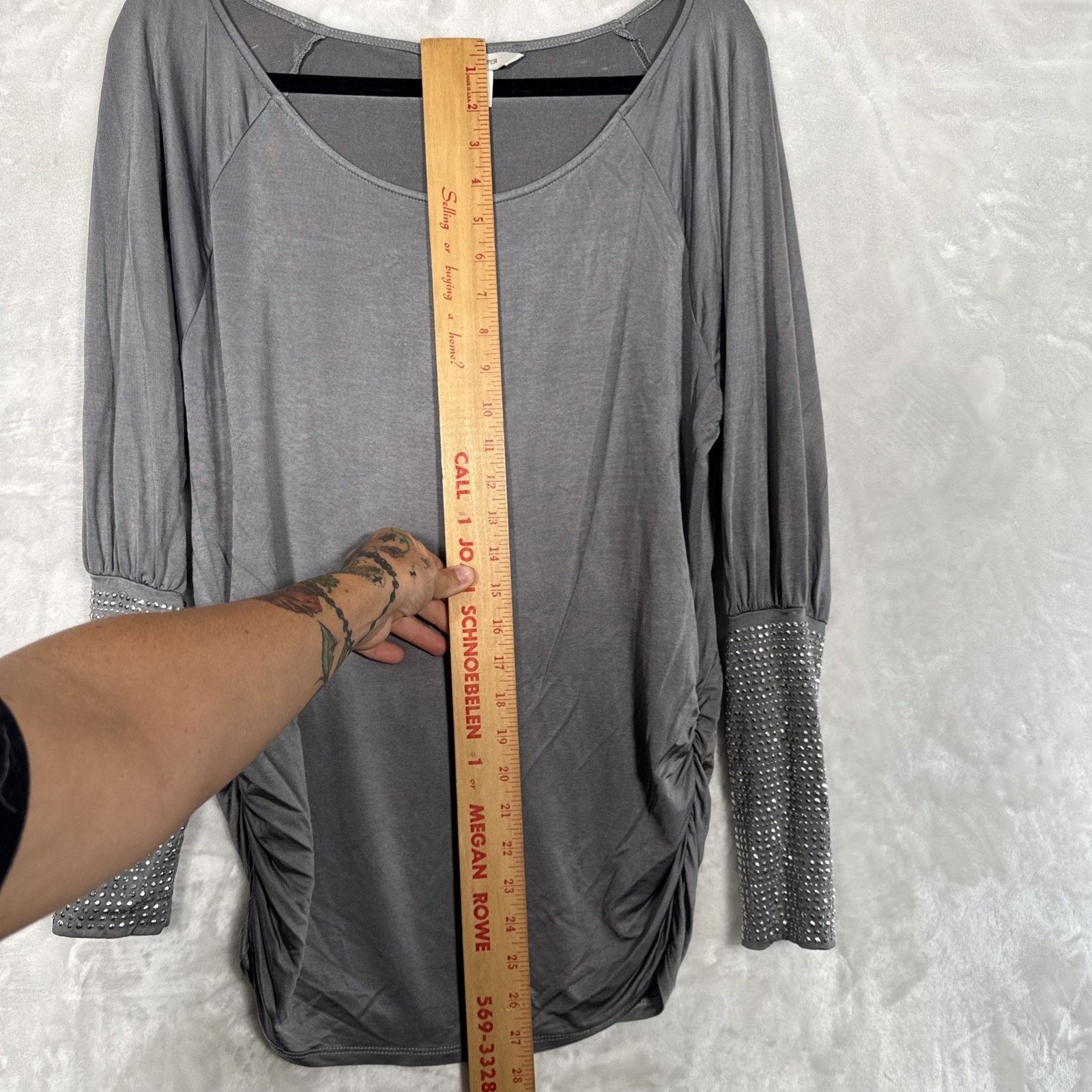 Boston Proper Sm Boston Proper Silver Long Top/Bodycon Dress Rhinestone Size S / US 4 / IT 40 - 4 Thumbnail