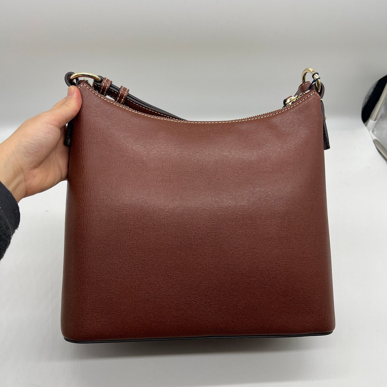 Dooney & Bourke Dooney & Bourke Saffiano Leather Hobo Handbags Amber Brown Size ONE SIZE - 2 Thumbnail