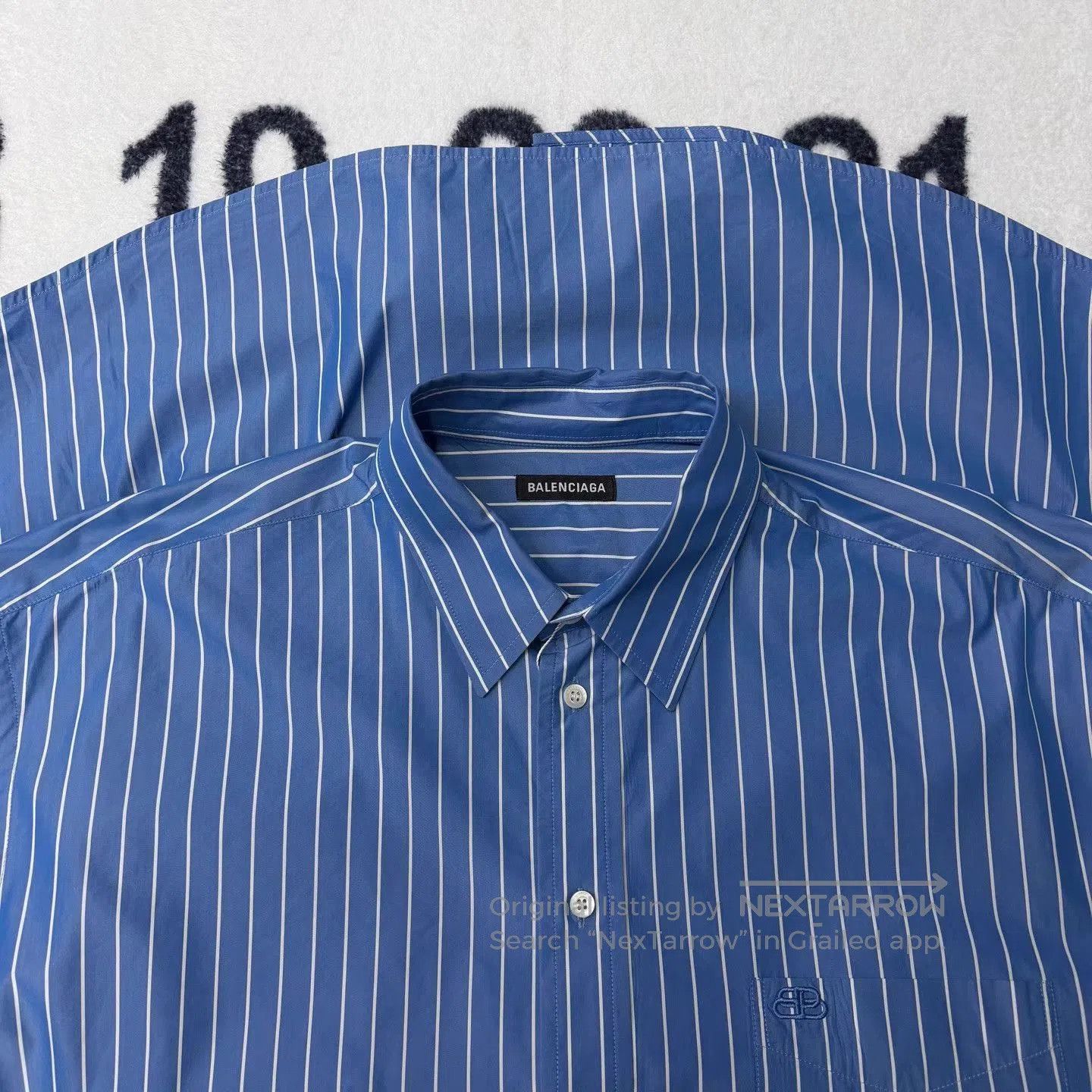 Balenciaga Blue Striped Short Sleeve Button. Size US XL / EU 56 / 4 - 4 Thumbnail