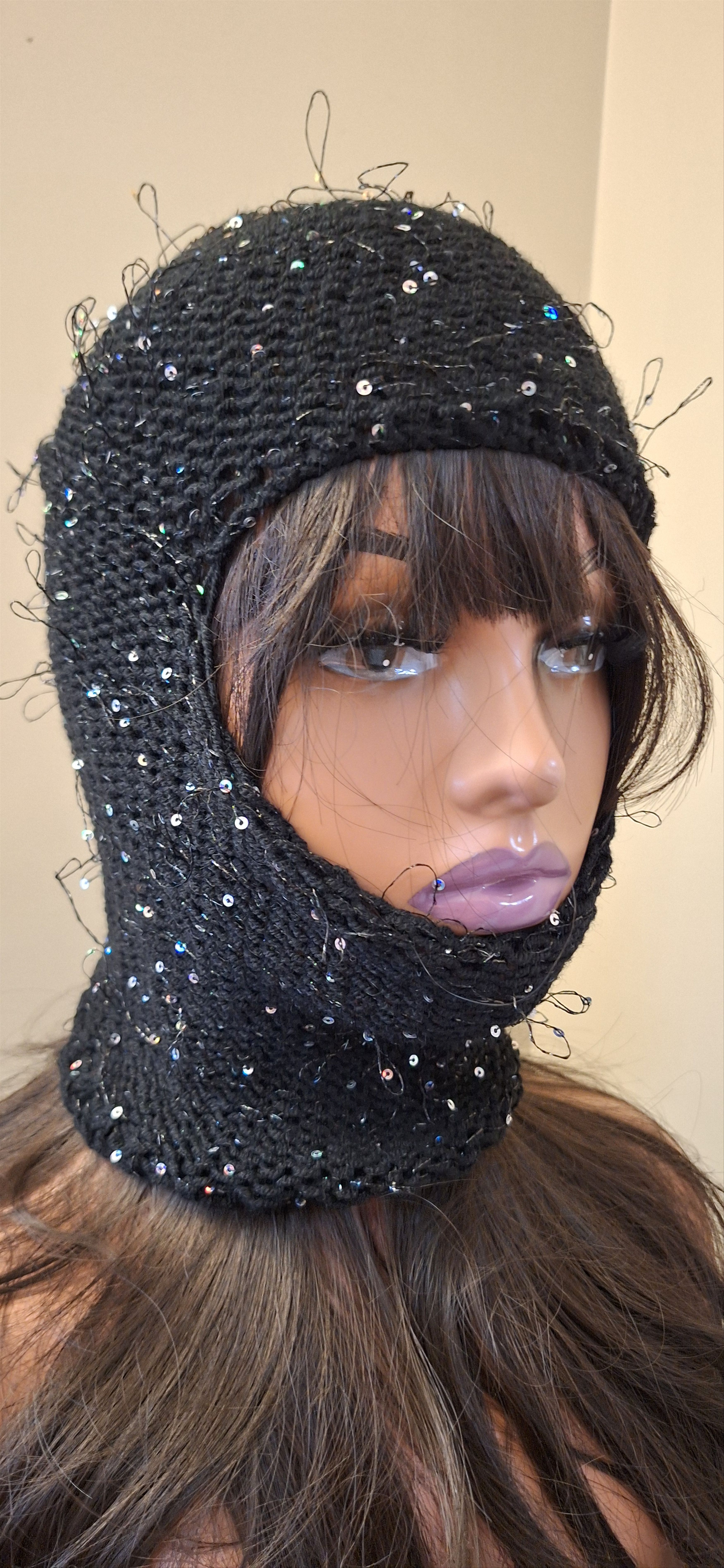 Other Silent Riot Balaclava – Black Knit Sequin Mask Size ONE SIZE - 3 Thumbnail