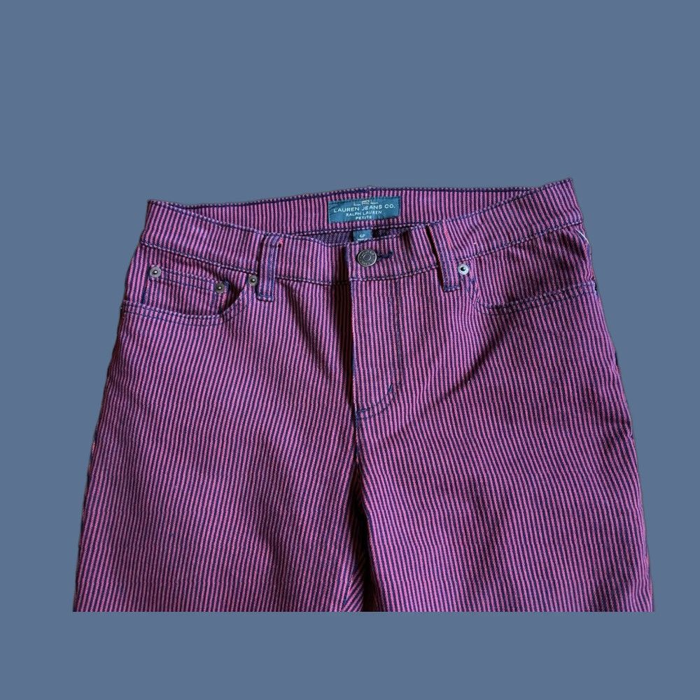 Ralph Lauren Lauren Ralph Lauren Jeans Women's Petite 6P Straight Red Indigo Pinstripe Modern Size 28" / US 6 / IT 42 - 1 Thumbnail