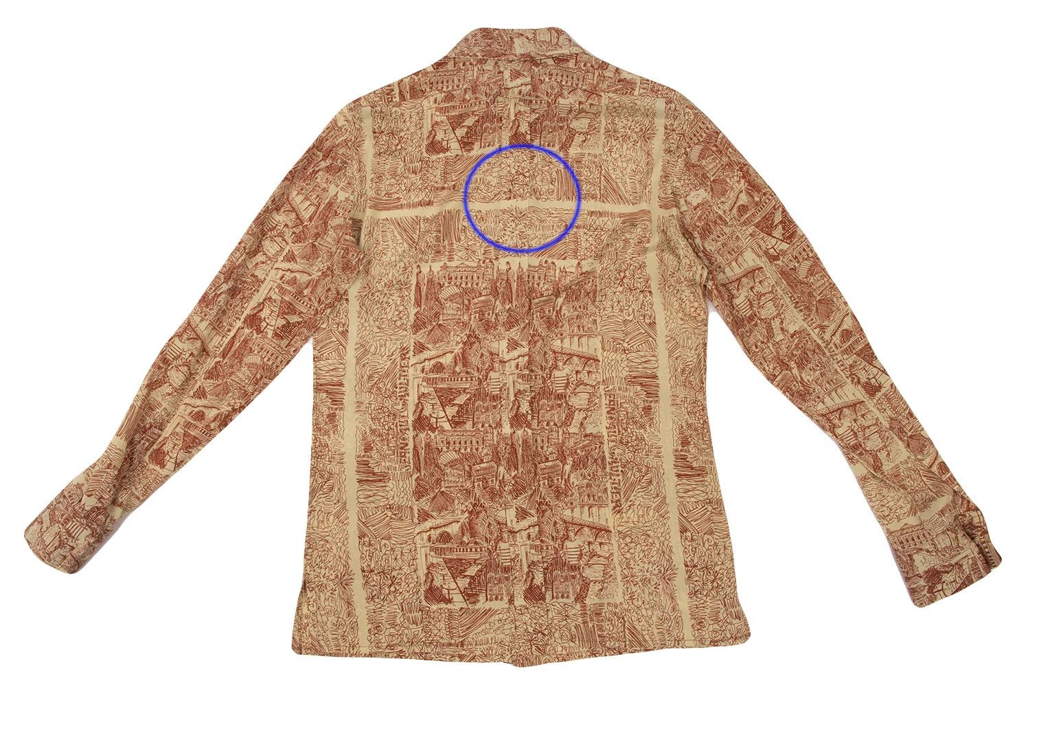 Jean Paul Gaultier Silk Drawing Print Shirt in Beige Red, Size 48 Size US M / EU 48-50 / 2 - 18 Thumbnail