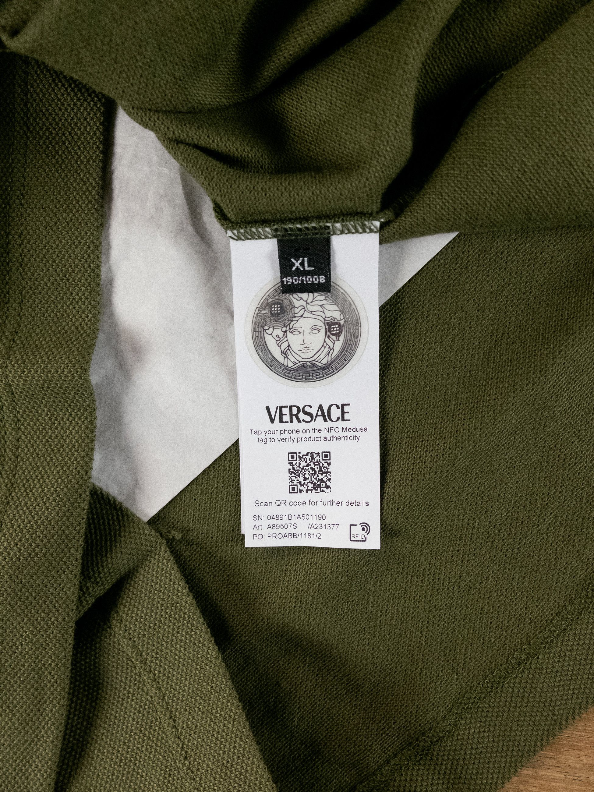 Versace VERSACE khaki green Medusa chest logo polo shirt XL Size US XL / EU 56 / 4 - 8 Thumbnail