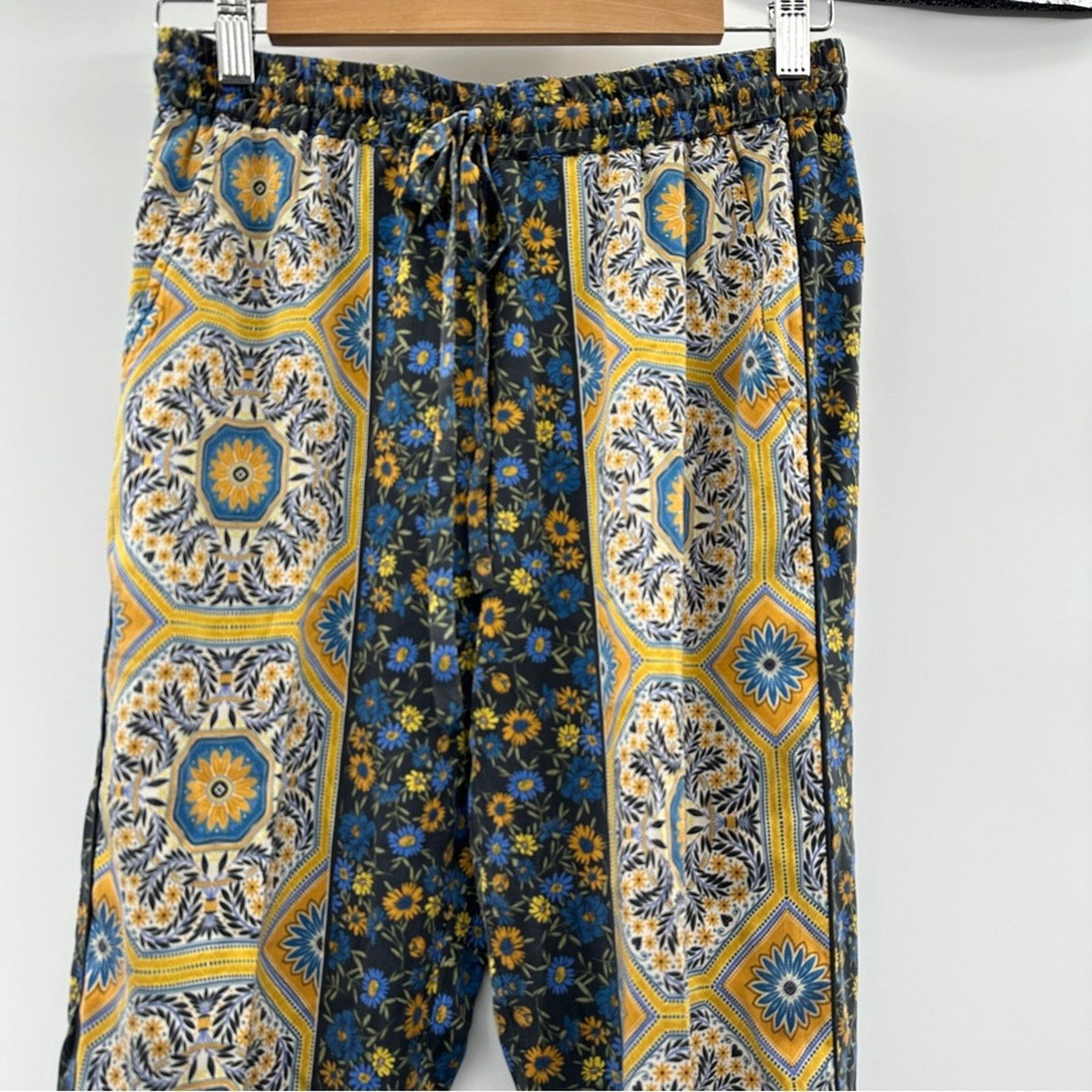 Johnny Was Johnny Was Silk Blend Floral Paisley Drawstring Pants Sz S Size 27" / US 4 / IT 40 - 2 Thumbnail