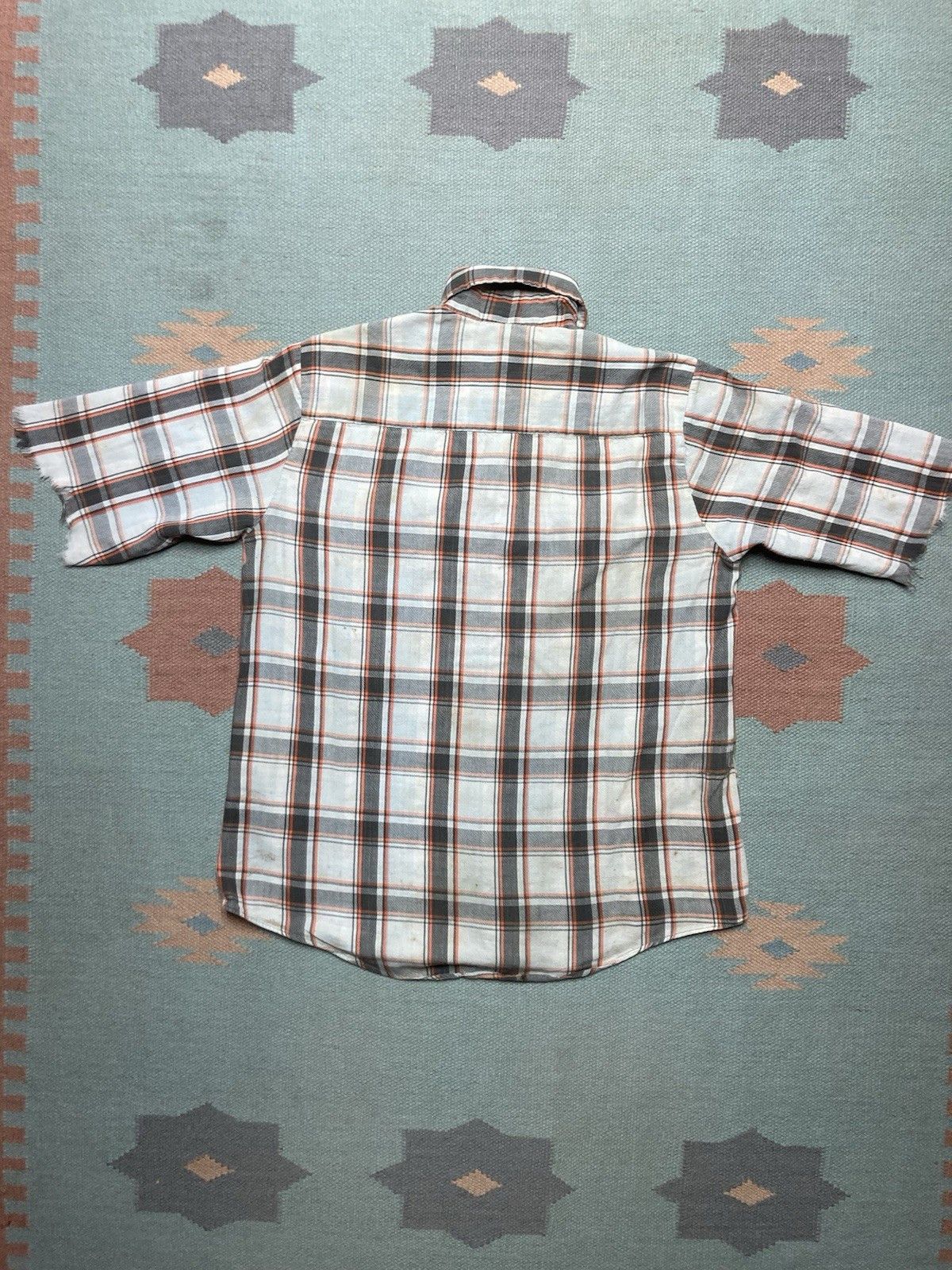Vintage 70s Kingsport cotton flannel shirt chopped distressed medium Size US L / EU 52-54 / 3 - 2 Thumbnail