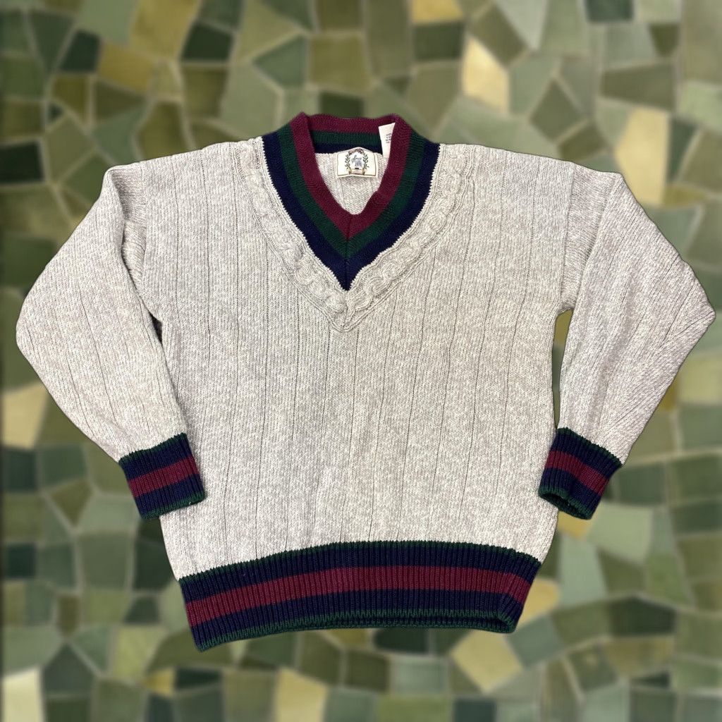 Sears VINTAGE Sears Sweater Mens Large Gray V-Neck Cable Knit Academia Preppy 90s Mens Size US L / EU 52-54 / 3 - 1 Thumbnail