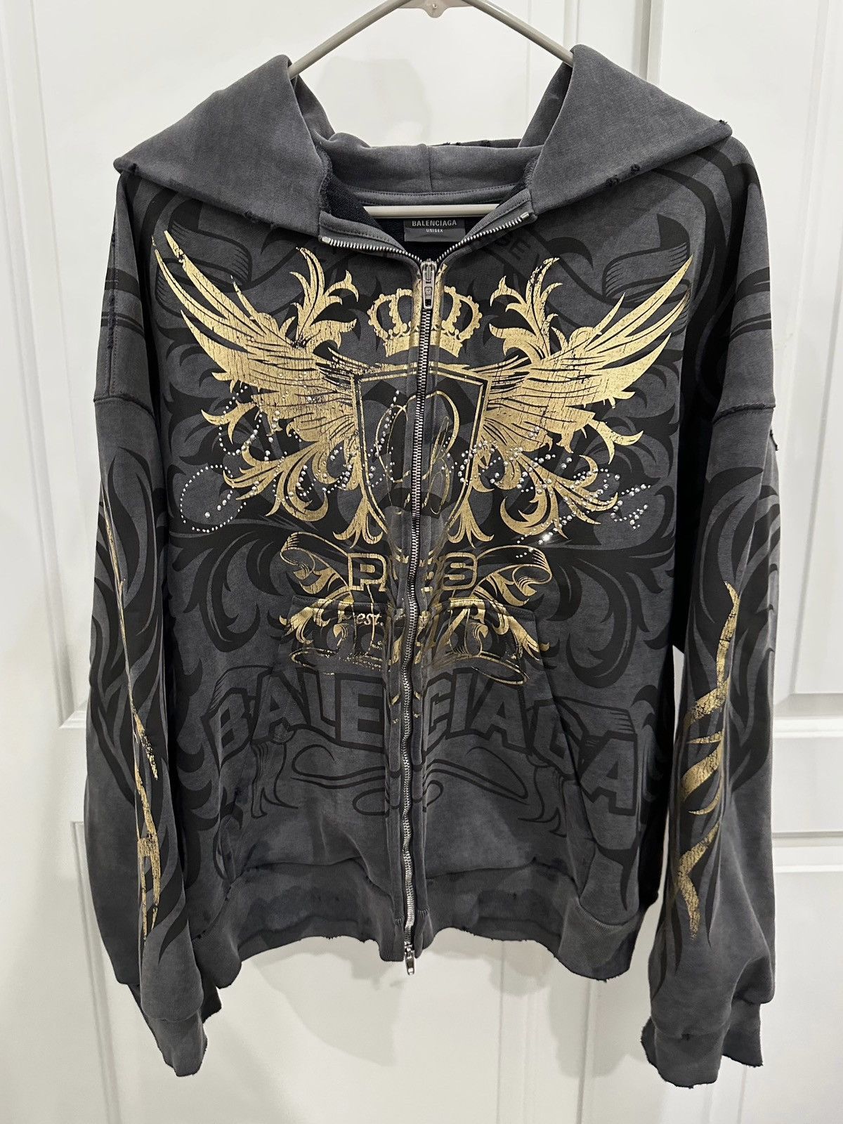 Balenciaga Balenciaga Tacky Gold Zip Hoodie Size US XL / EU 56 / 4 - 2 Thumbnail