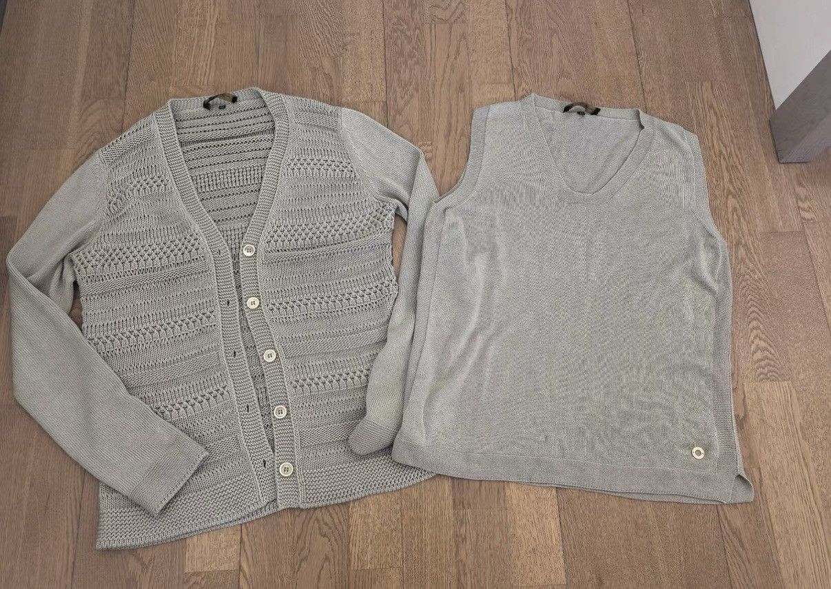Loro Piana Loro Piana Bluish-Green Knit Cardigan & Vest Set Size US XS / EU 42 / 0 - 2 Thumbnail