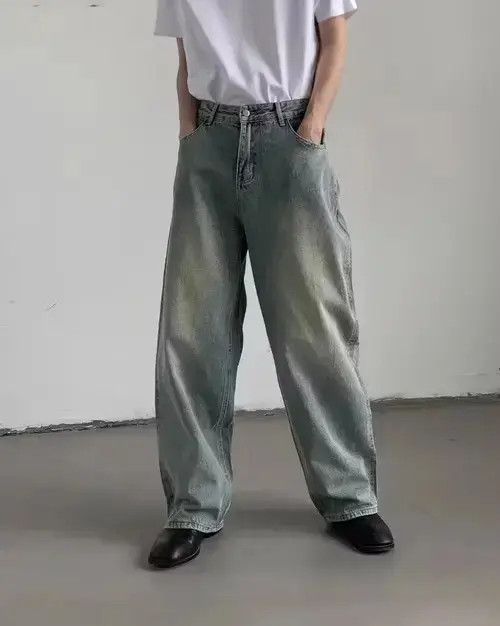 Jean Faded Wide Leg Jeans Size US 33 - 4 Thumbnail