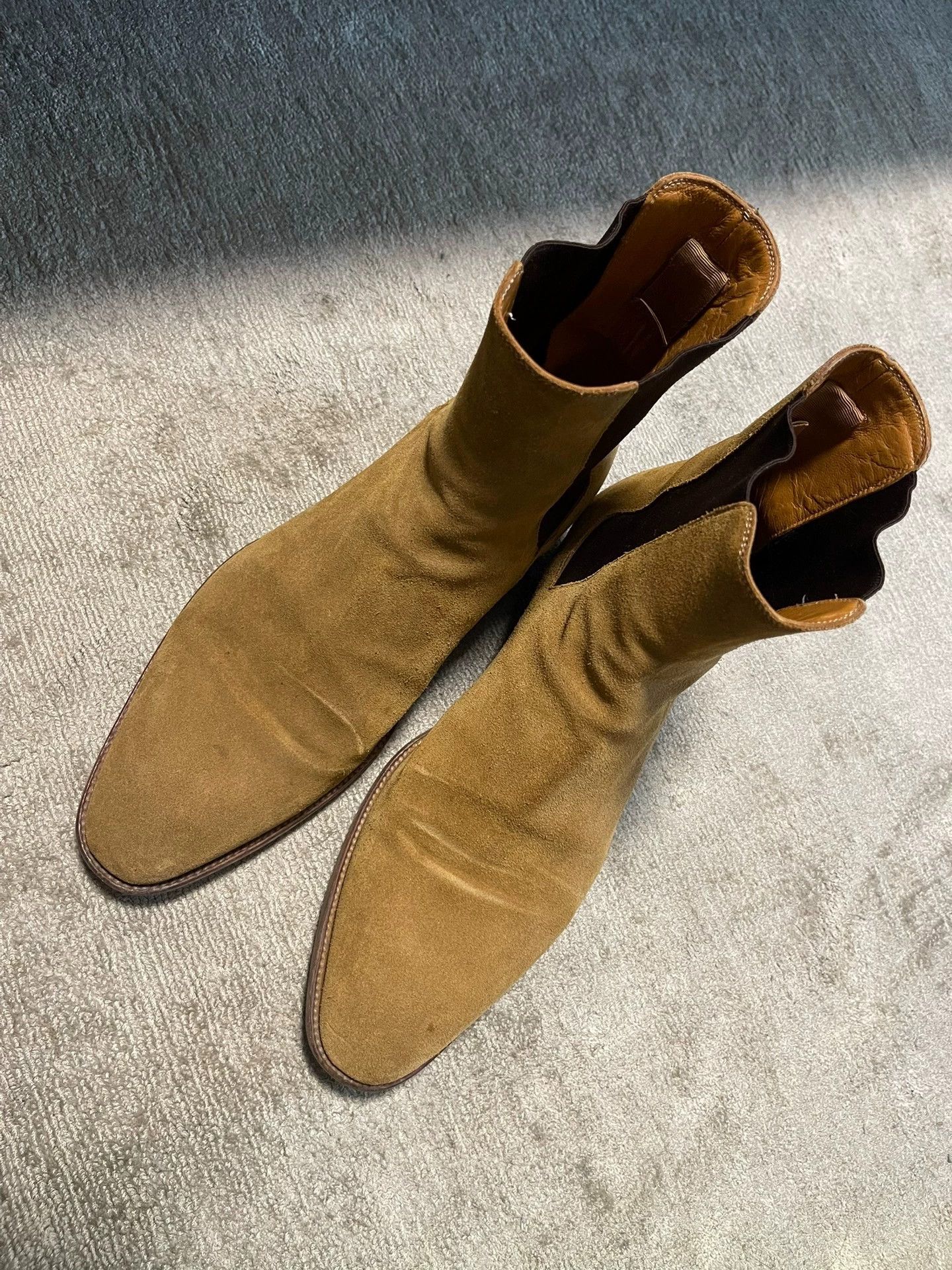 Saint Laurent Paris SLP Wyatt 40 Tan Suede Chelsea Boots 43 Size US 10 / EU 43 - 3 Thumbnail
