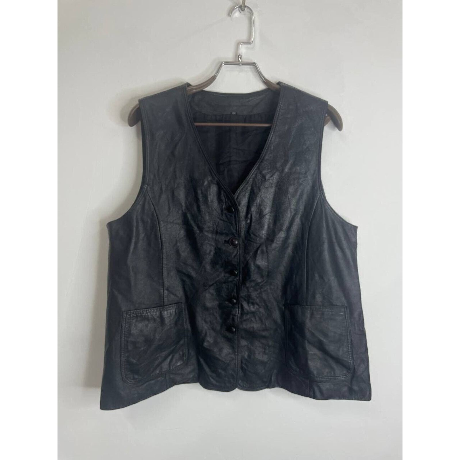 Vintage Vintage Black Leather Button-Up Vest Multi-Pocket Size L Size US L / EU 52-54 / 3 - 1 Thumbnail