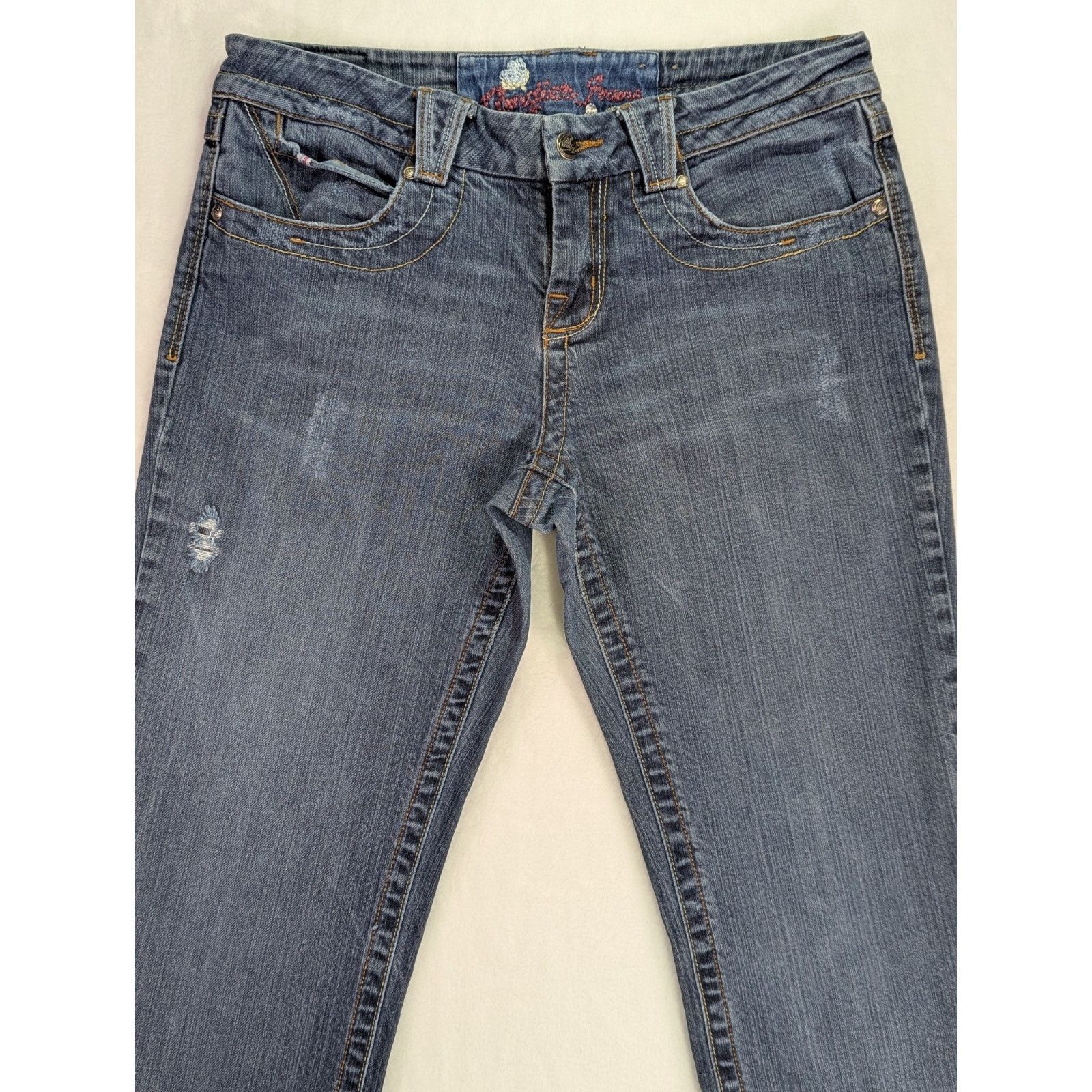 Other Vtg Candie's Y2K Embroidered Distressed Straight Jeans Sz 9 Size 33" - 3 Thumbnail