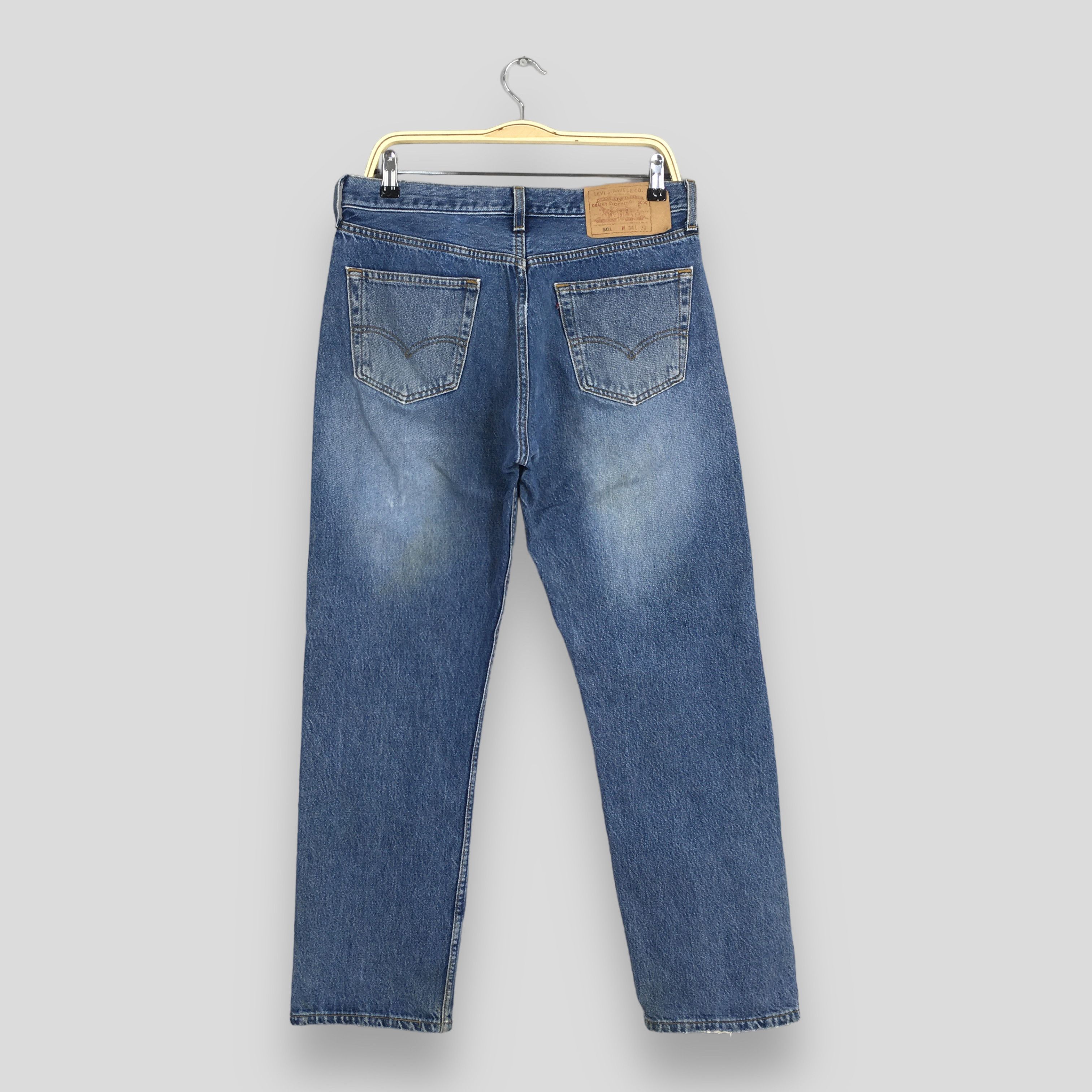 Levi's Size 31x28.5 Vintage 90s Levi's 501 Faded Blue Jeans S283 Size US 31 - 8 Thumbnail