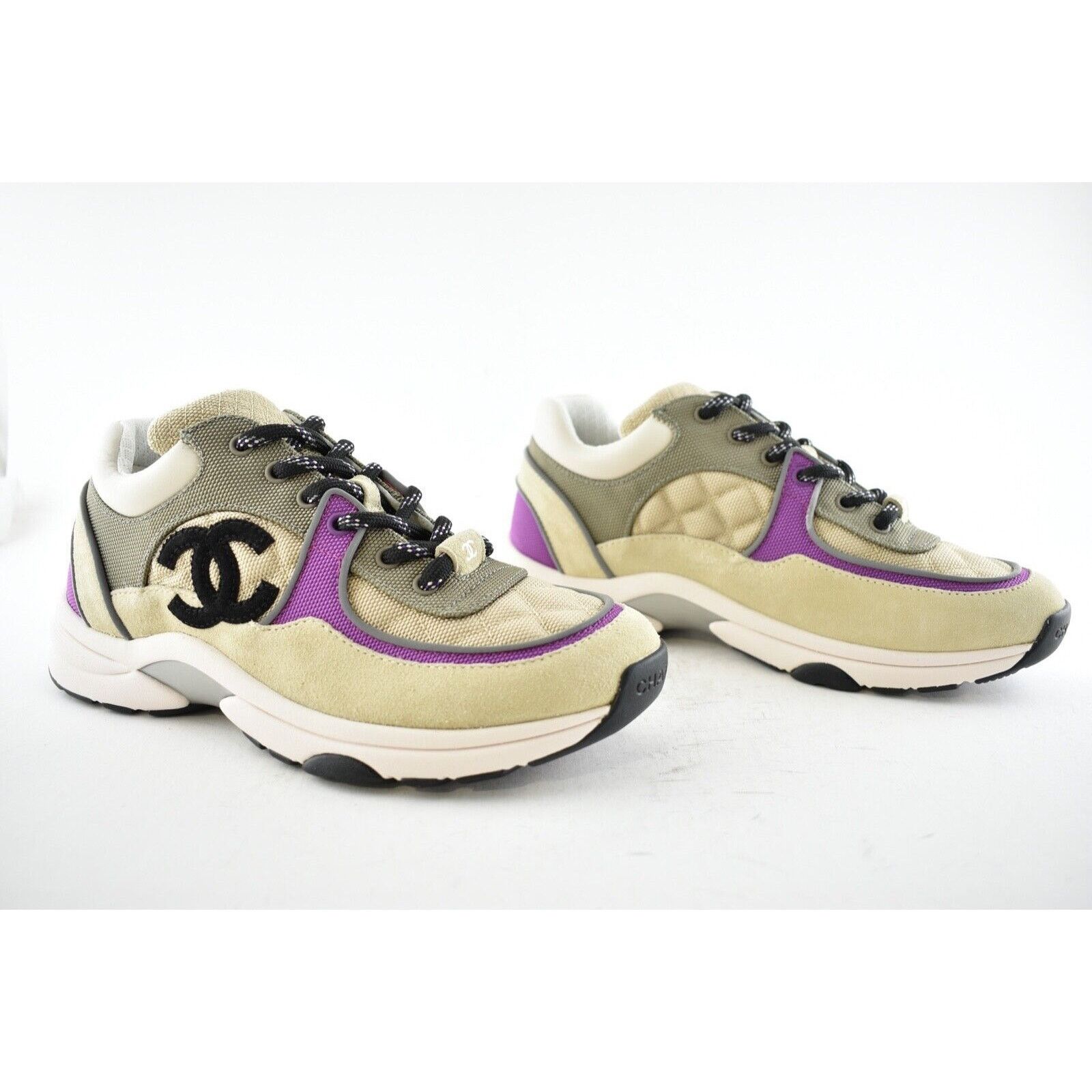 Chanel 21B White CC Logo Tie Flat Runner Trainer Sneaker 40 Size US 10 / IT 40 - 5 Thumbnail