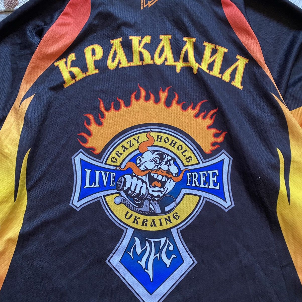 Harley Davidson VINTAGE CRAZY HOHOLS UKRAINE BIKERS FLAME KRAKADIL JERSEY Size US XL / EU 56 / 4 - 7 Thumbnail