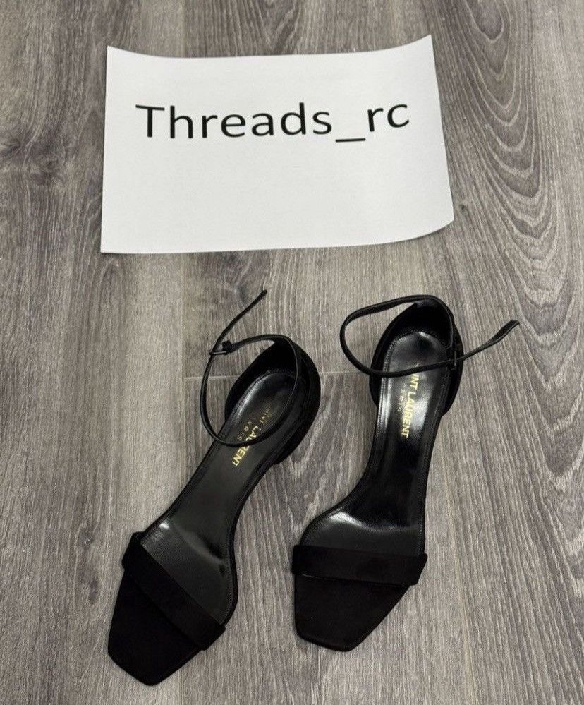 Saint Laurent Paris Saint Laurent Black Velvet Sandals Size US 7 / IT 37 - 7 Thumbnail