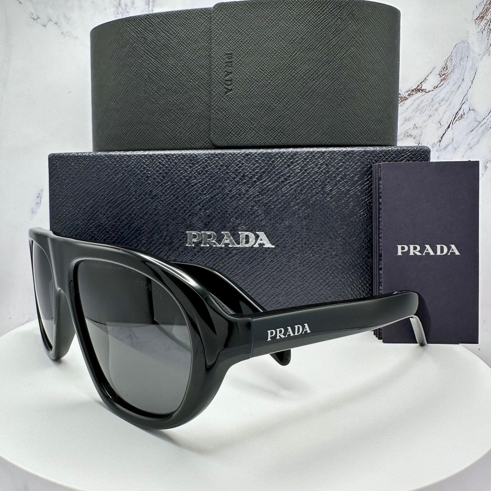 Prada New PRADA Sunglasses Black 2025 Collection Aviator Shield Size ONE SIZE - 8 Thumbnail
