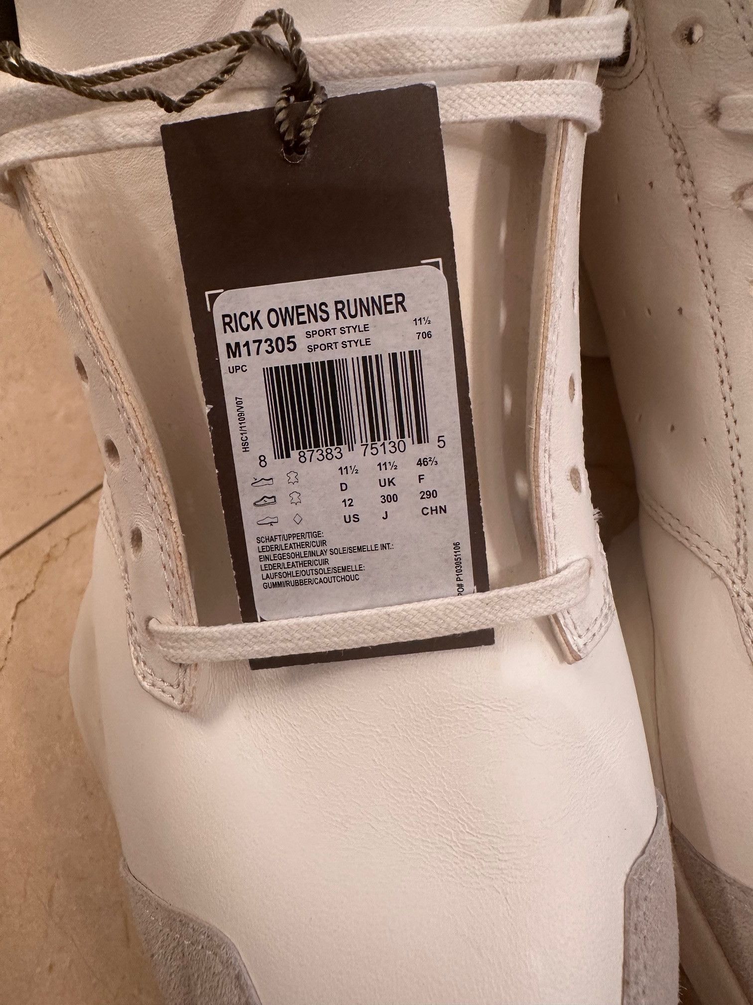 Rick Owens Rick Owens runners white bone size 12 Size US 12 / EU 45 - 11 Thumbnail