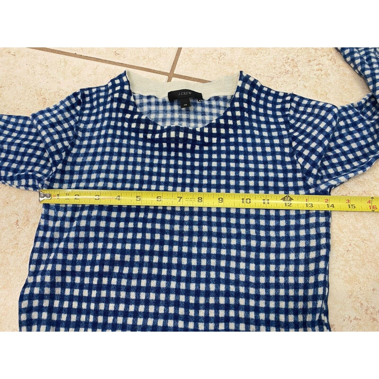 J.Crew VTG J. Crew Checkerboard Merino Wool 3/4 Sleeve Sweater XS Size XS / US 0-2 / IT 36-38 - 10 Thumbnail