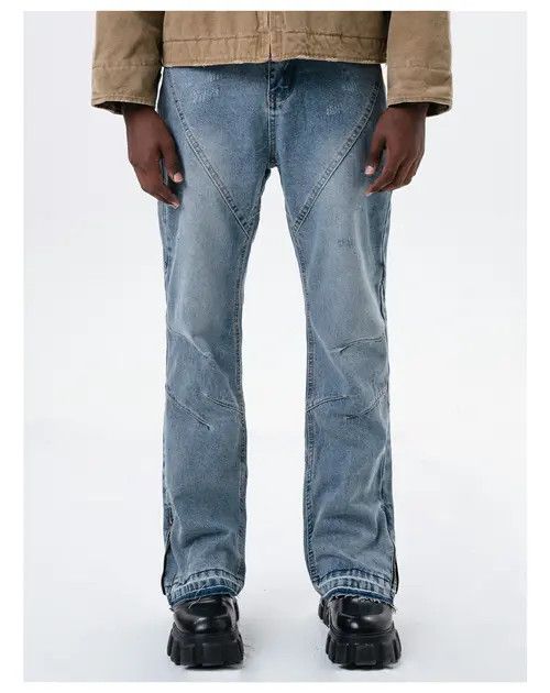 VIBE zipper patchwork faded damaged flared jeans Size US 32 / EU 48 - 1 Thumbnail