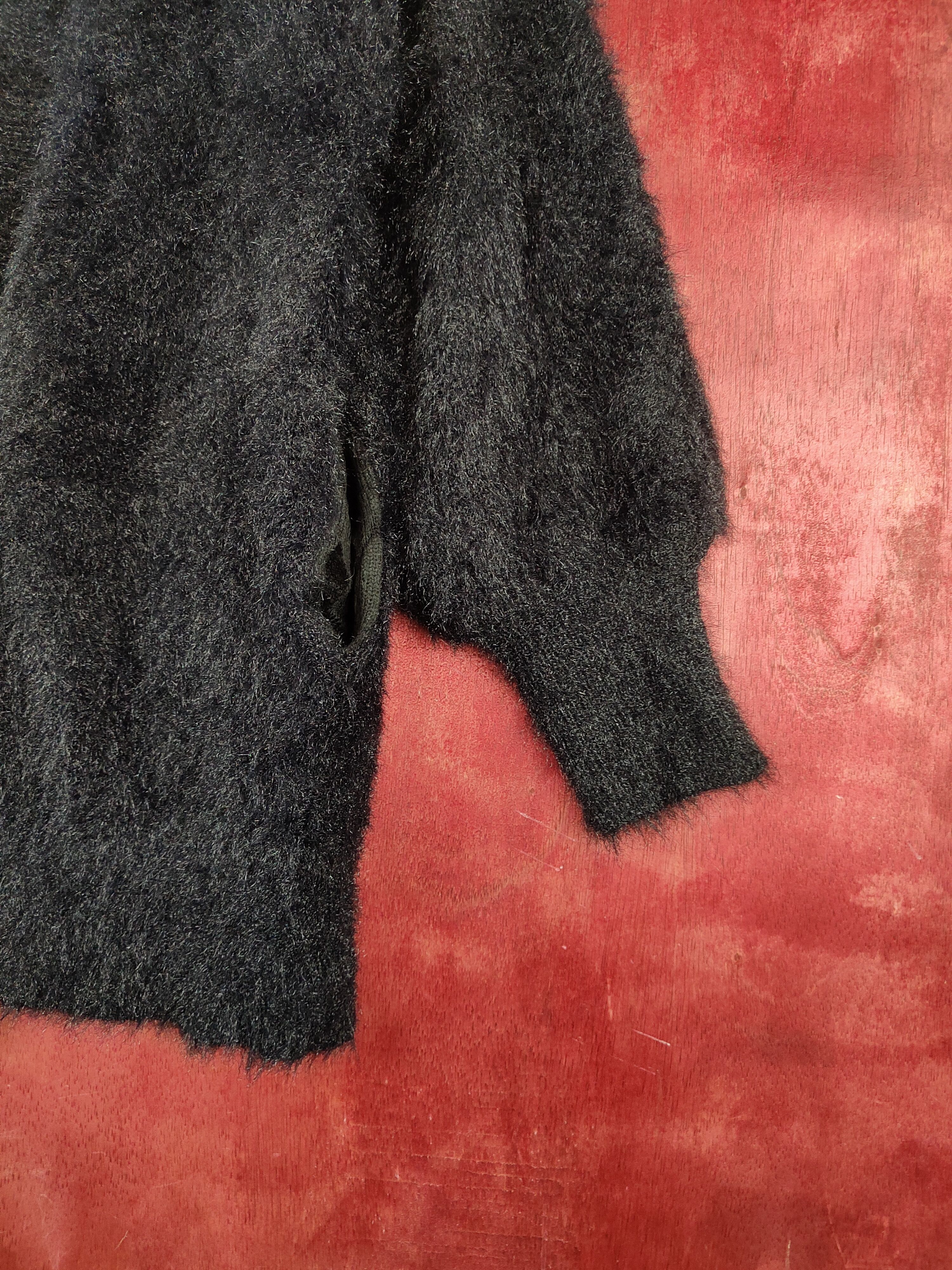 Aran Isles Knitwear GU Black Shag Shaggy Fur Mohair Knitwear Cardigan #S1904 Size L / US 10 / IT 46 - 6 Thumbnail