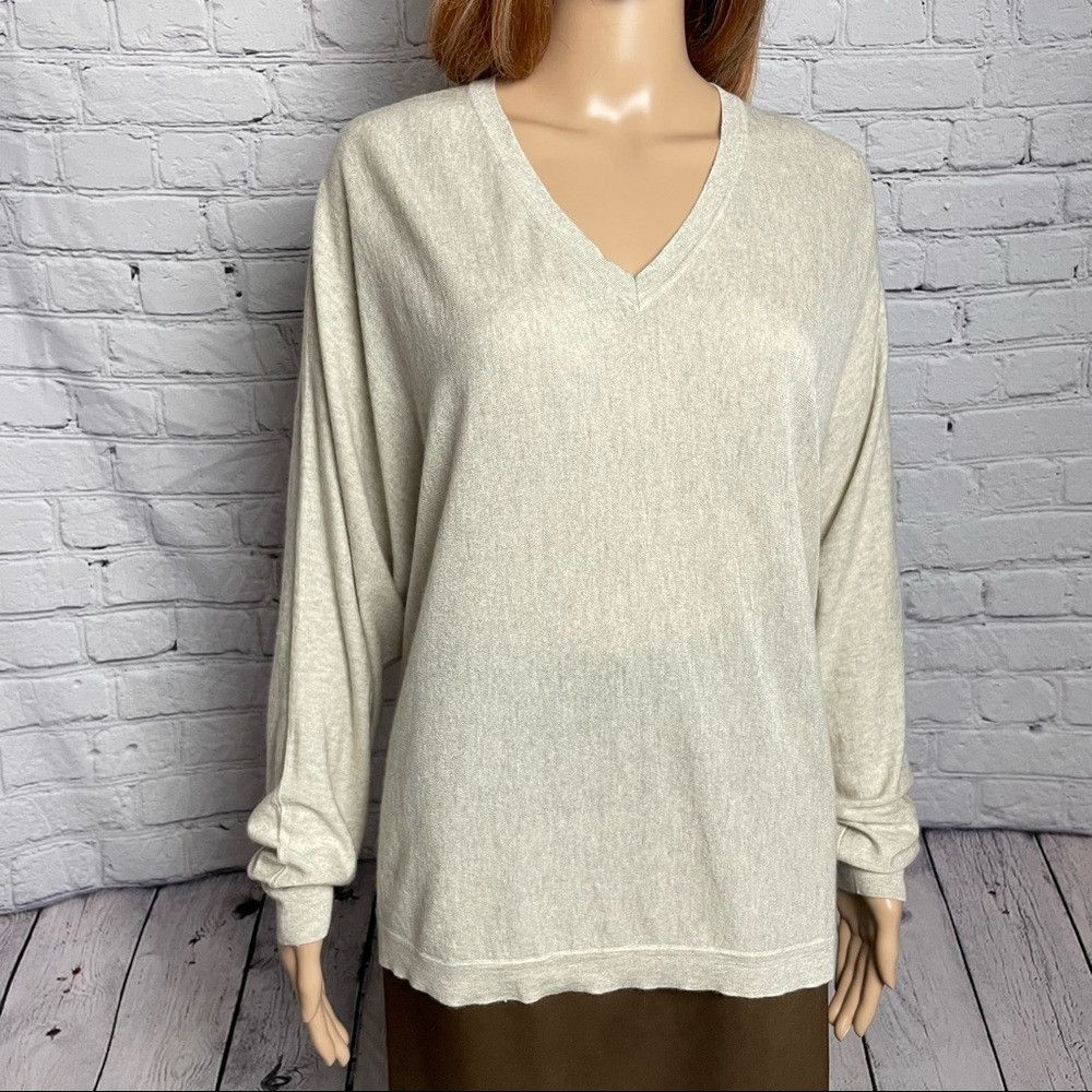 Other NWT New $195 Kokun V-Neck Dolman Bamboo Cashmere Beige Pebb Size XL / US 12-14 / IT 48-50 - 2 Thumbnail