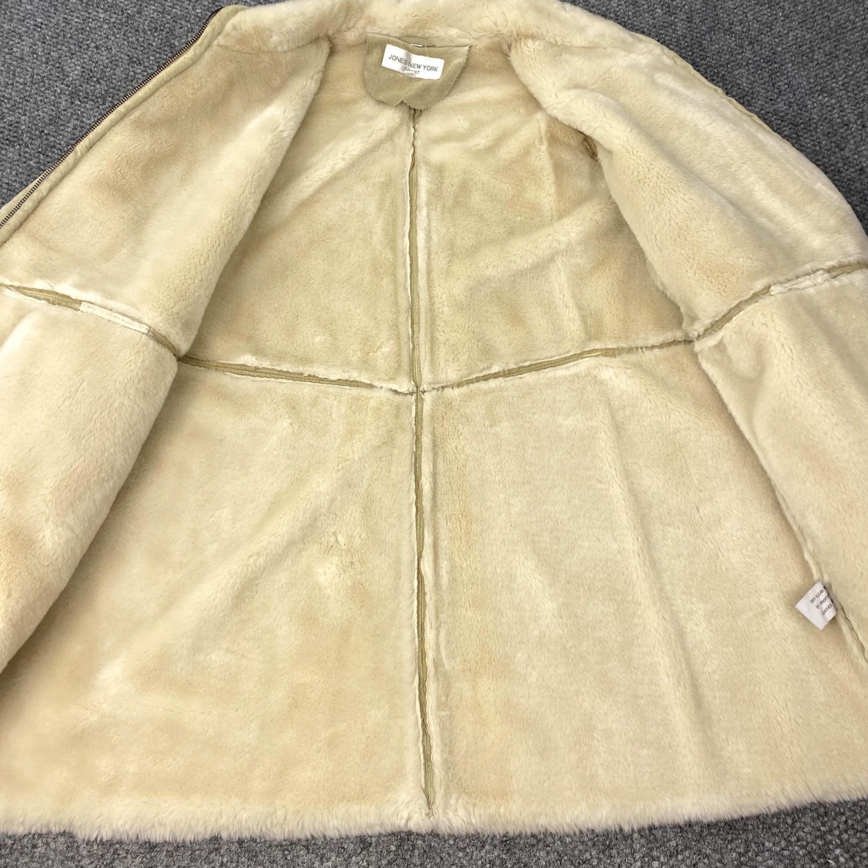 Jones New York JONES NEW YORK Leather Sport Coat Womens Large Tan Faux Shearling Zip Mid-Length Size L / US 10 / IT 46 - 7 Thumbnail