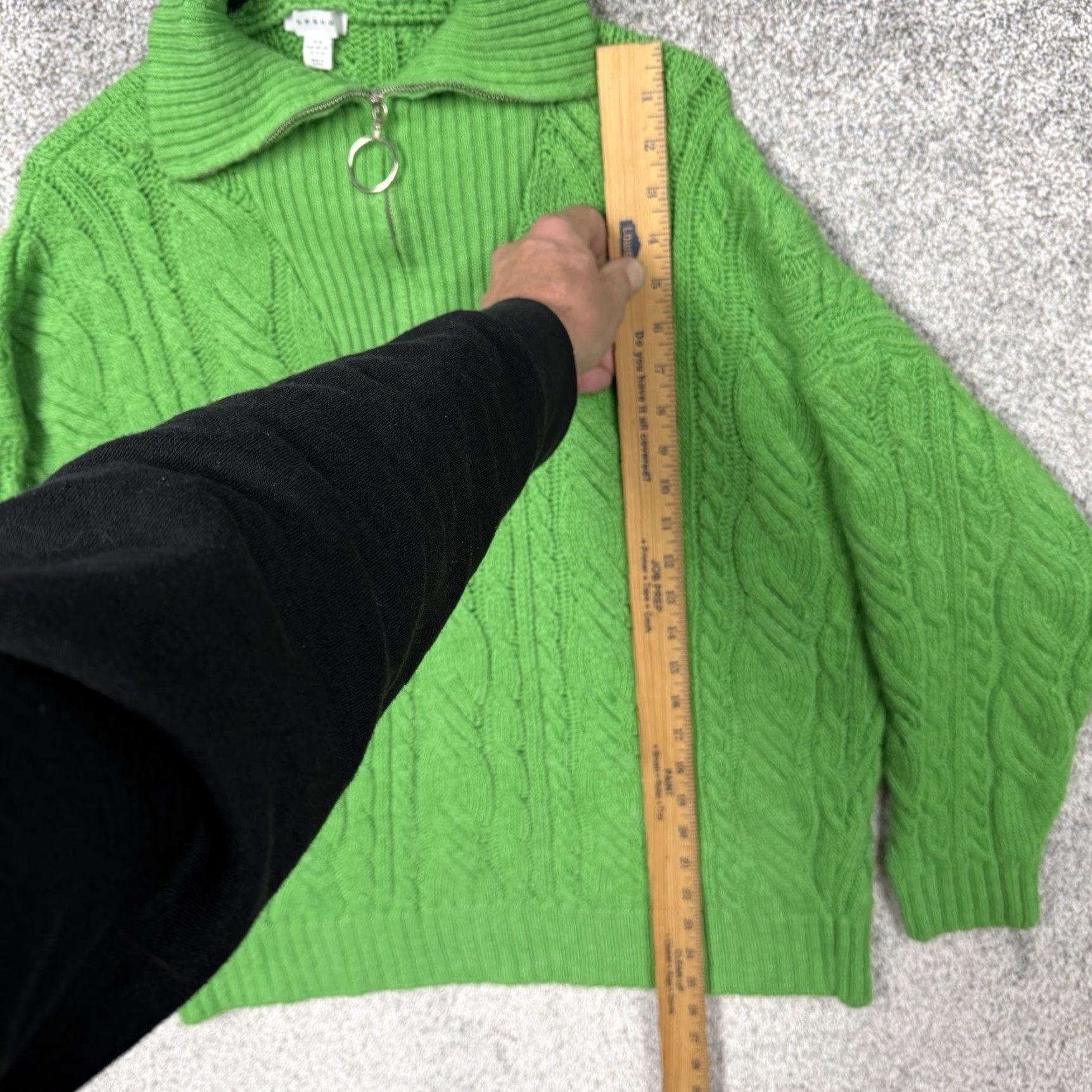 Topshop VINTAGE Topshop Green Cable Knit Quarter Zip Sweater S Ring Pull Chunky Pullover Cozy Womens Small Size S Size S / US 4 / IT 40 - 2 Thumbnail