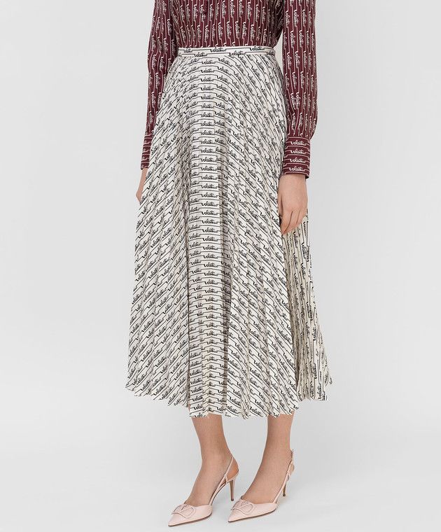 Valentino o1y0326 Midi Skirt in White/Black Size 27" / US 4 / IT 40 - 3 Thumbnail